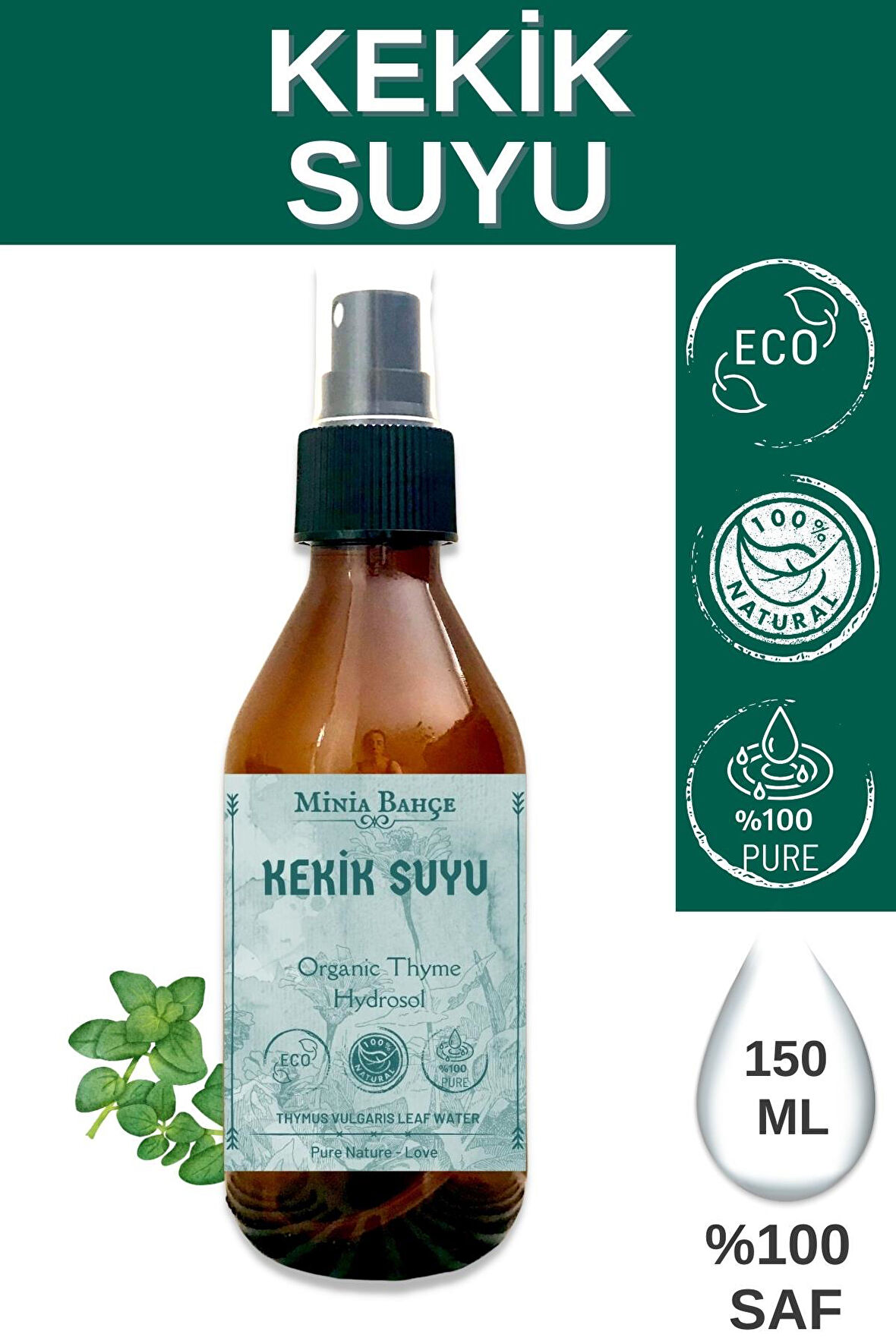 Organik Kekik Suyu - Yağlı - %100 Doğal, 150ml