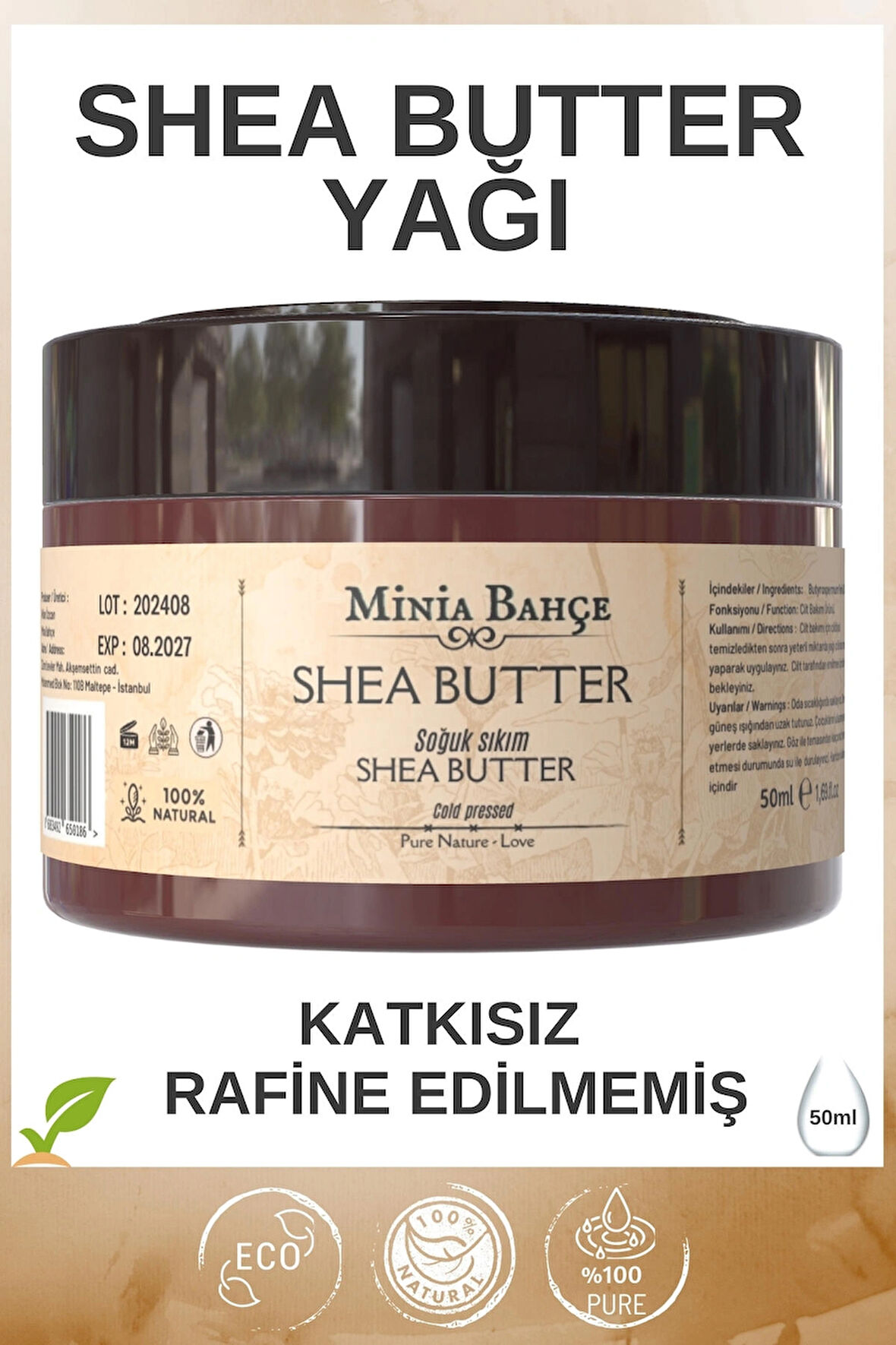 Soğuk Sıkım Shea Butter Yağı %100 Doğal & Saf 50 Ml