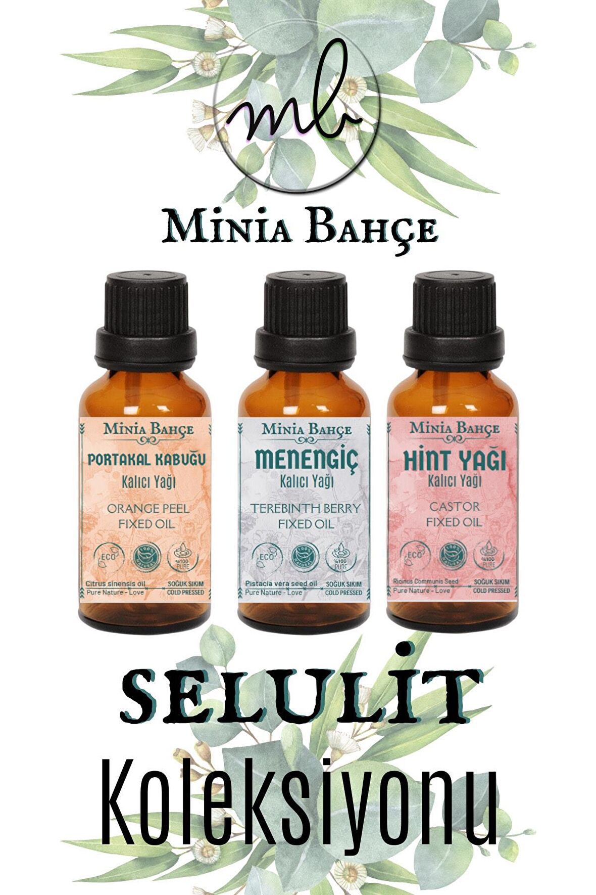 Menengiç Yağı 20ml, Portakal Yağı 20ml, Hint Yağı 20ml, %100 Saf