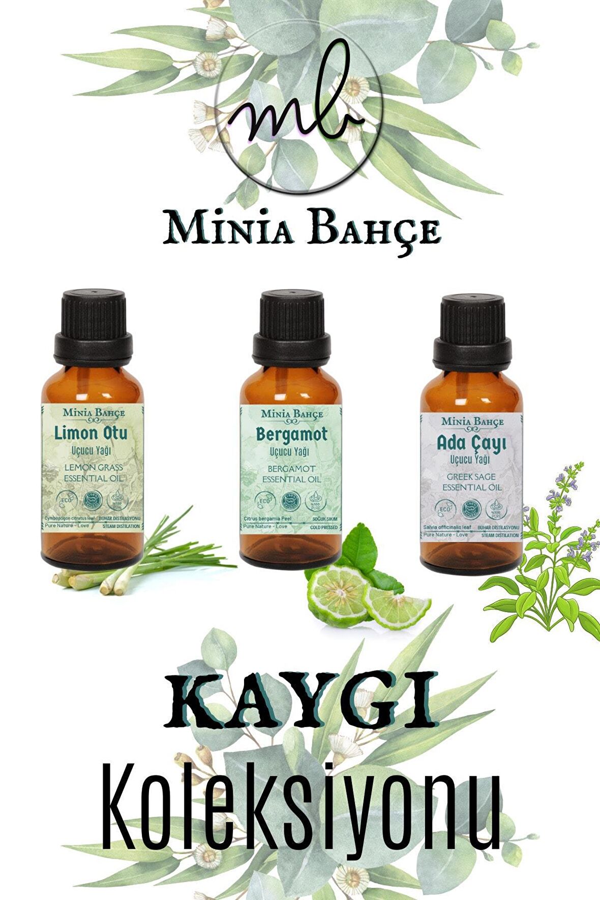 Limon Otu Yağı 10ml Bergamot Yağı 10ml Adaçayı Yağı 10ml