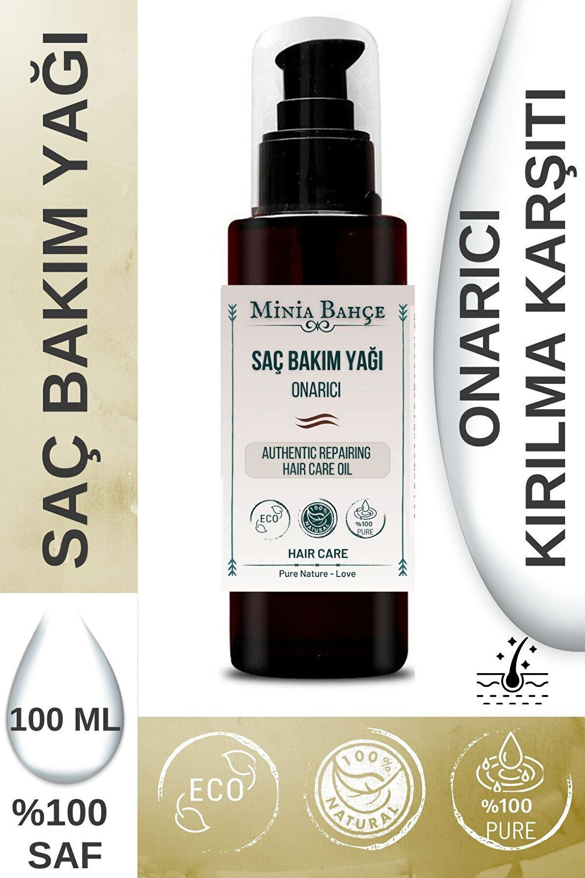 Onarıcı Saç Bakım Yağı, %100 Doğal Ve Katkısız, 100ml