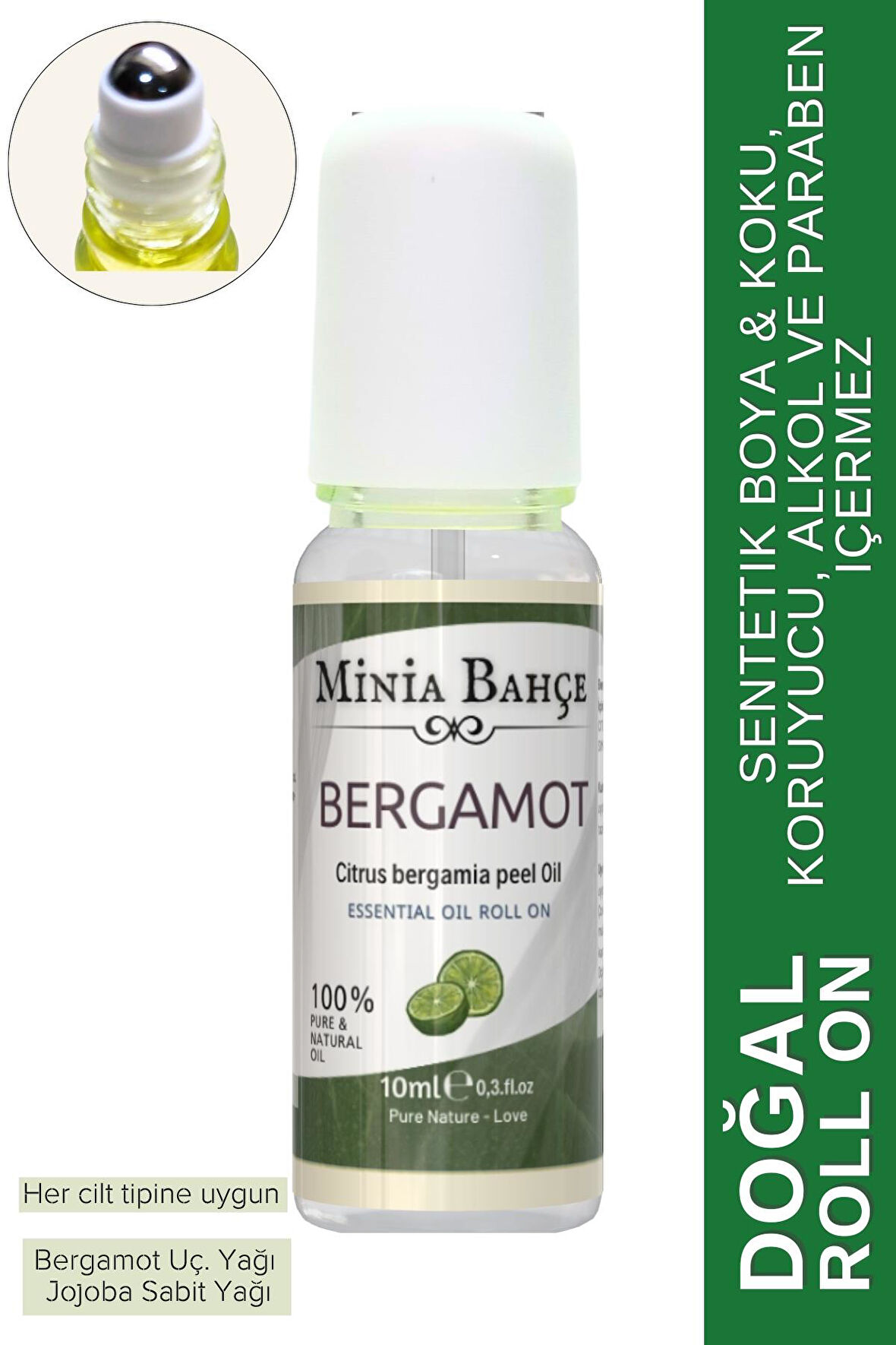 Bergamot Yağı, Doğal ve Alkolsüz Roll On, 10ml