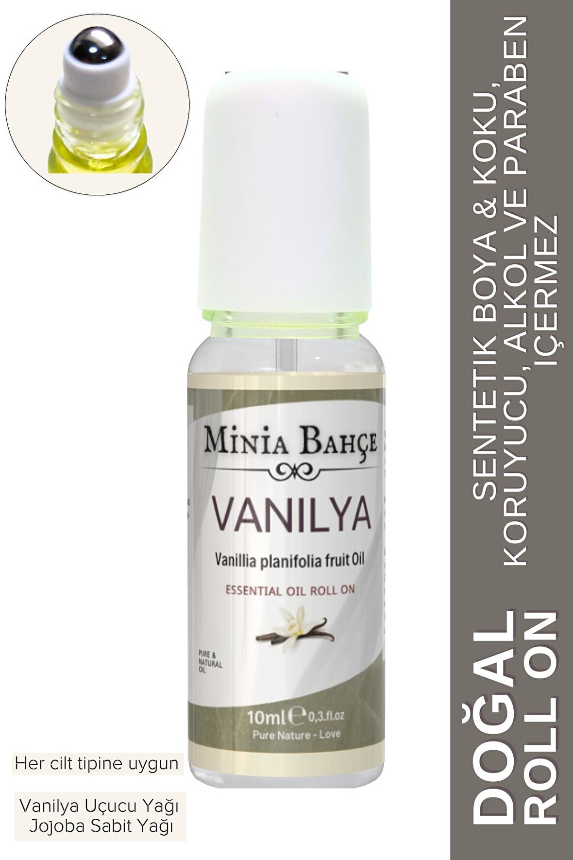 Doğal Roll on, Vanilya Uçucu Yağı, Jojoba yağı. 10ml