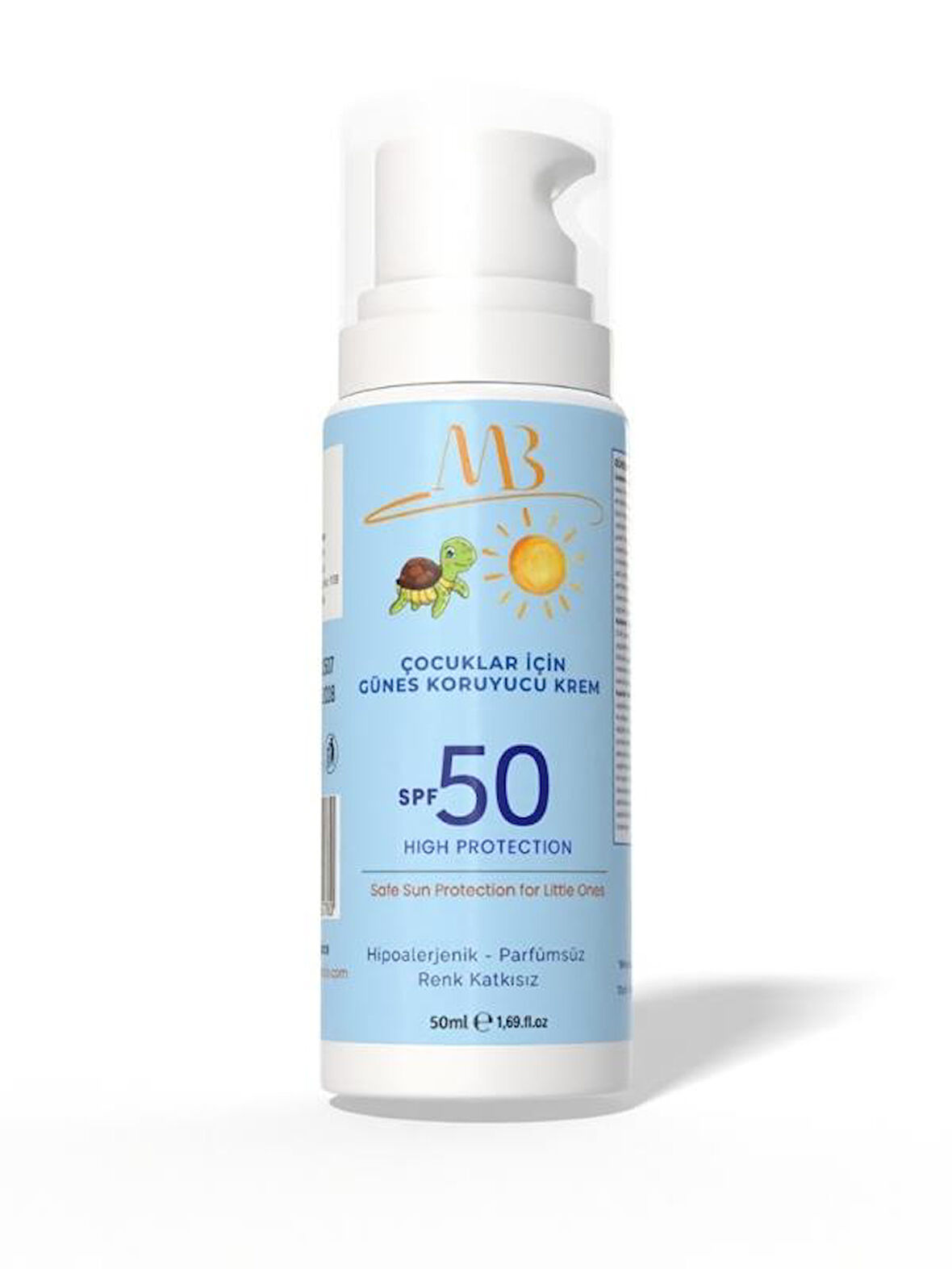 Çocuklar İçin Güneş Koruyucu Krem – SPF 50+ | Hipoalerjenik, Parfümsüz – 50 ml