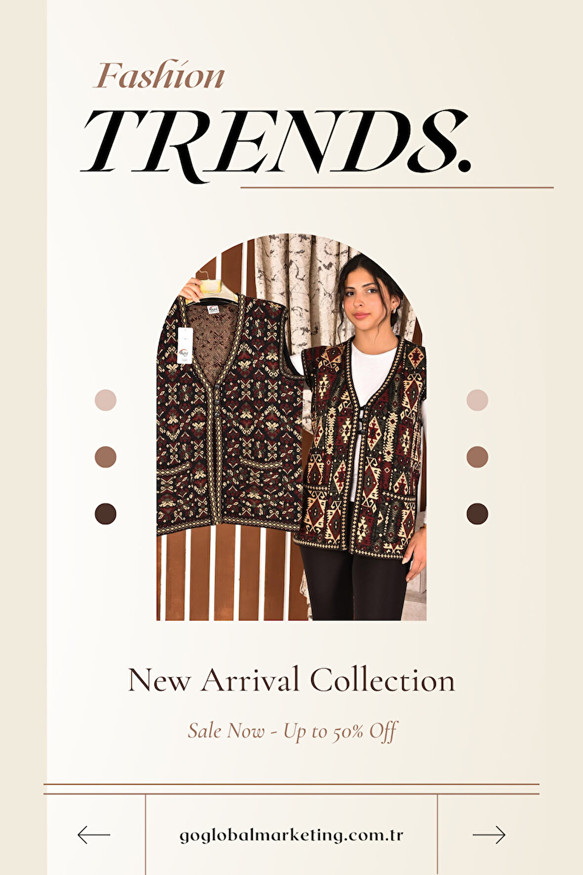 Anneler Günü Özel! Desenli Triko Yelek - Şık ve Fonksiyonel Çift Cepli Tasarım - Unisex Standart Beden