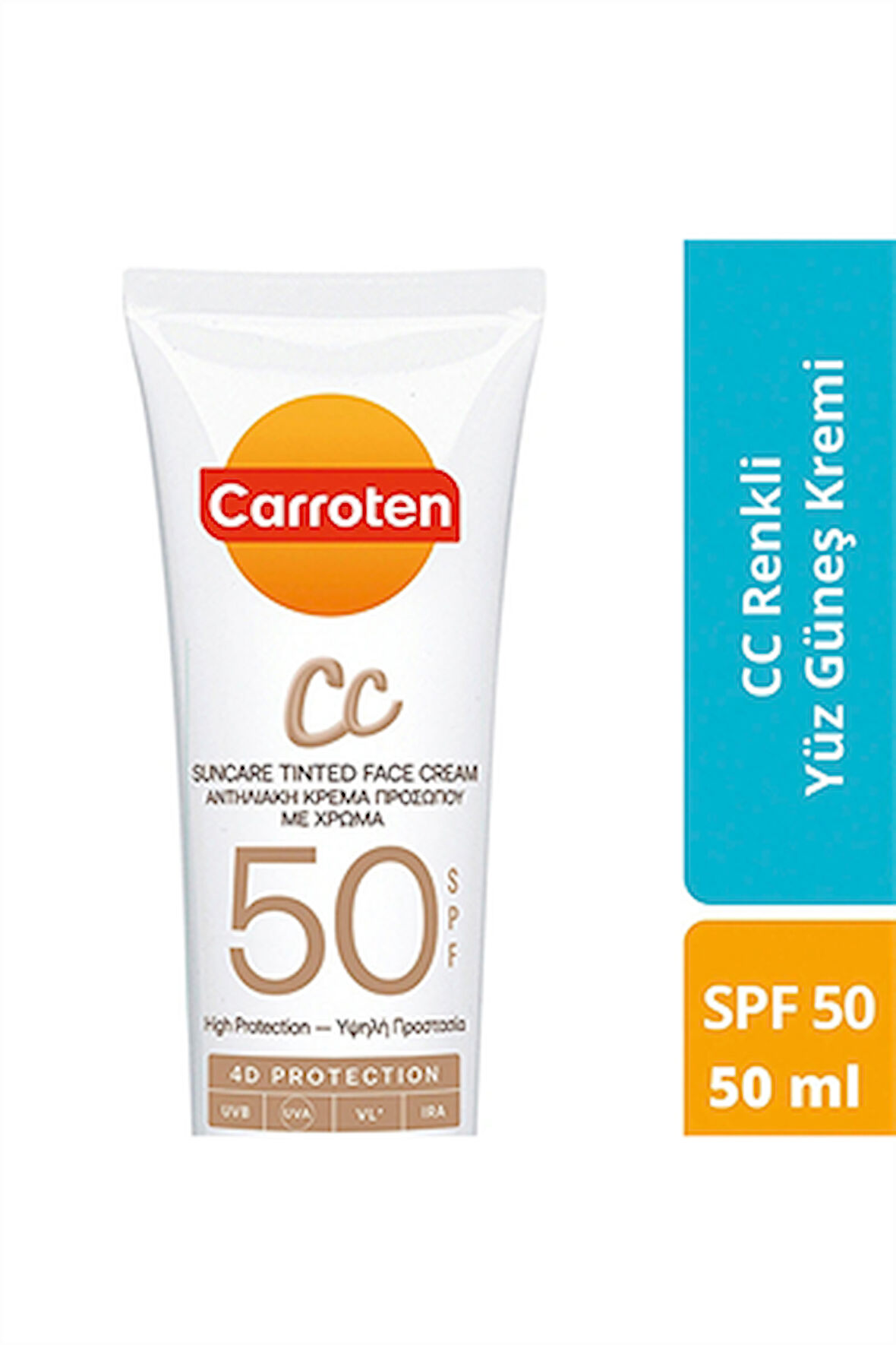 Carroten CC SPF 50 Renkli Yüz Güneş Kremi – Yüksek Koruma ve Cilt Tonu Eşitleyici, 50 ml
