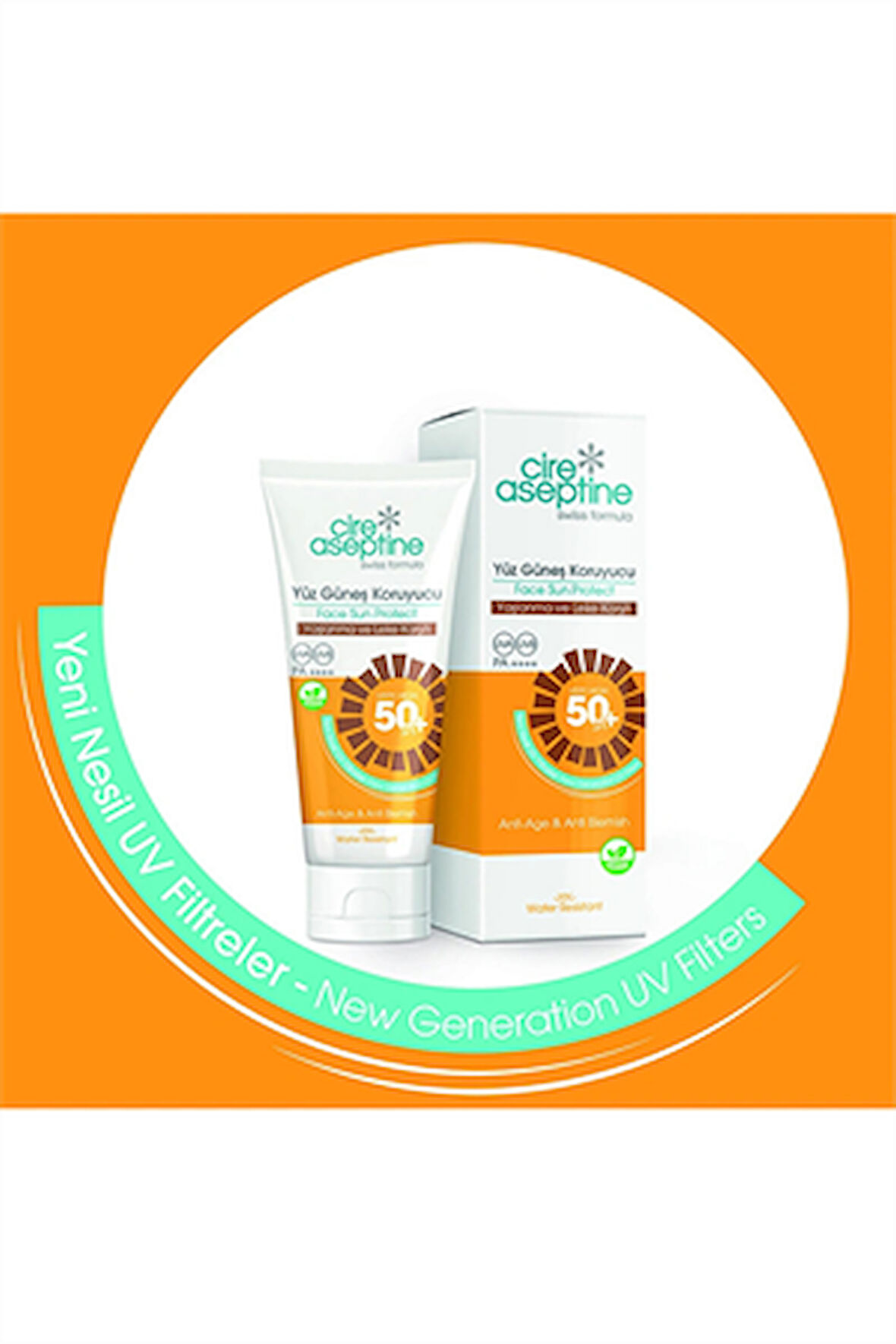 Cire Aseptine Yüz Güneş Kremi SPF 50+ – Yaşlanma Karşıtı & Leke Önleyici Koruma, 50 ml