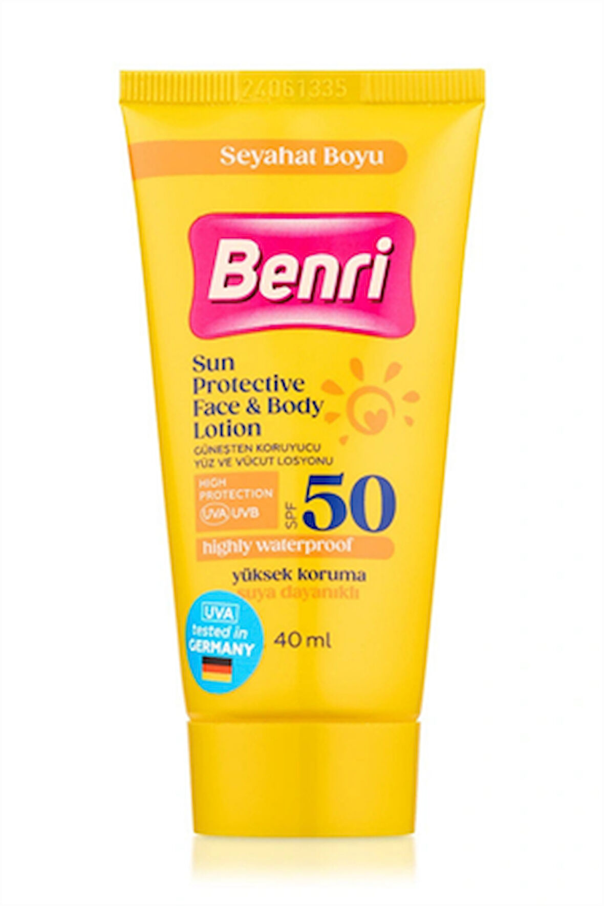 Benri Yüz ve Vücut Güneş Koruyucu Losyon SPF 50 – Kompakt Boy, Yüksek Koruma, 40 ml