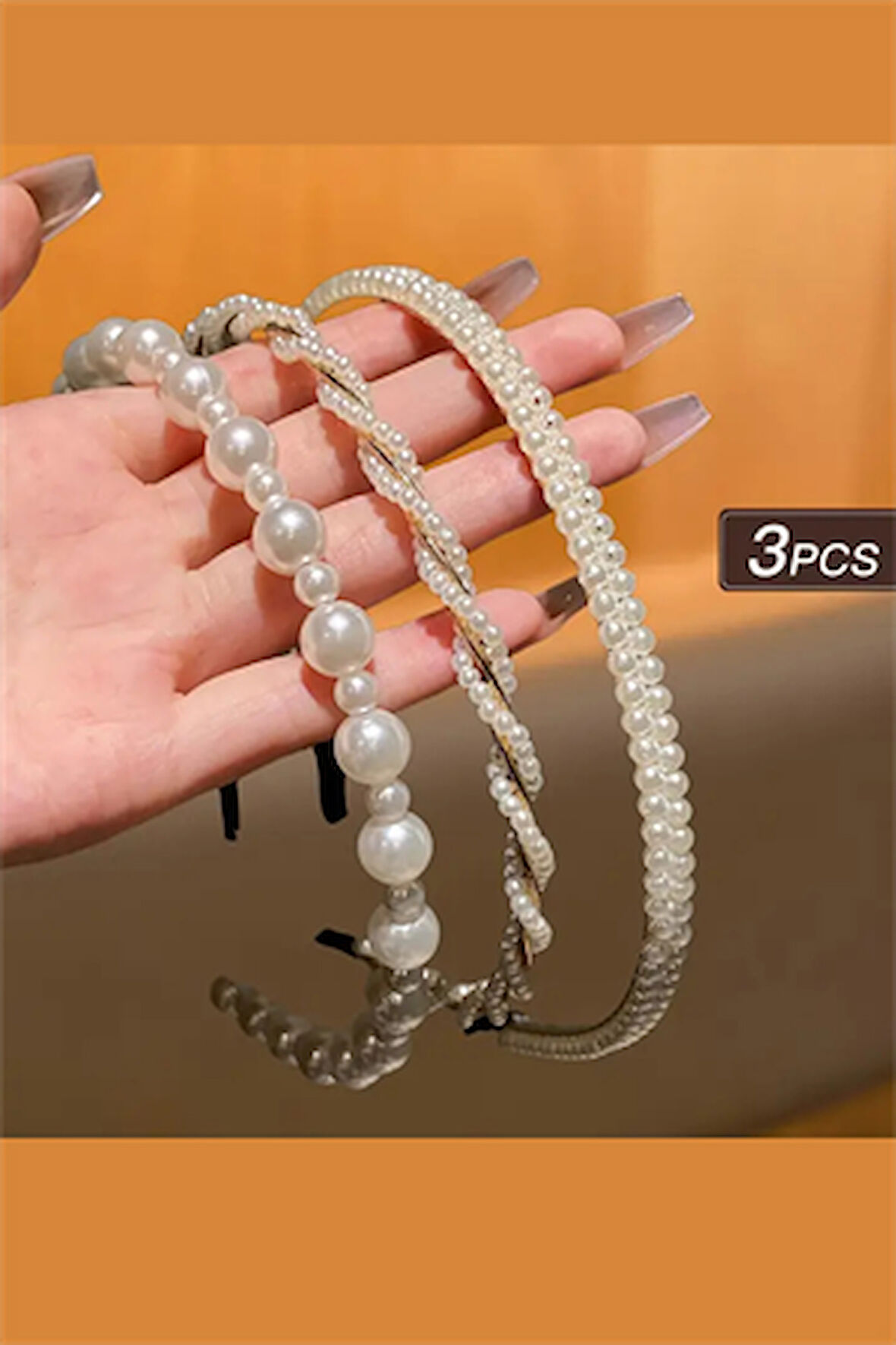3'lü İnci Detaylı Kadın Saç Bandı Seti – Şık & Zarif Saç Aksesuarları