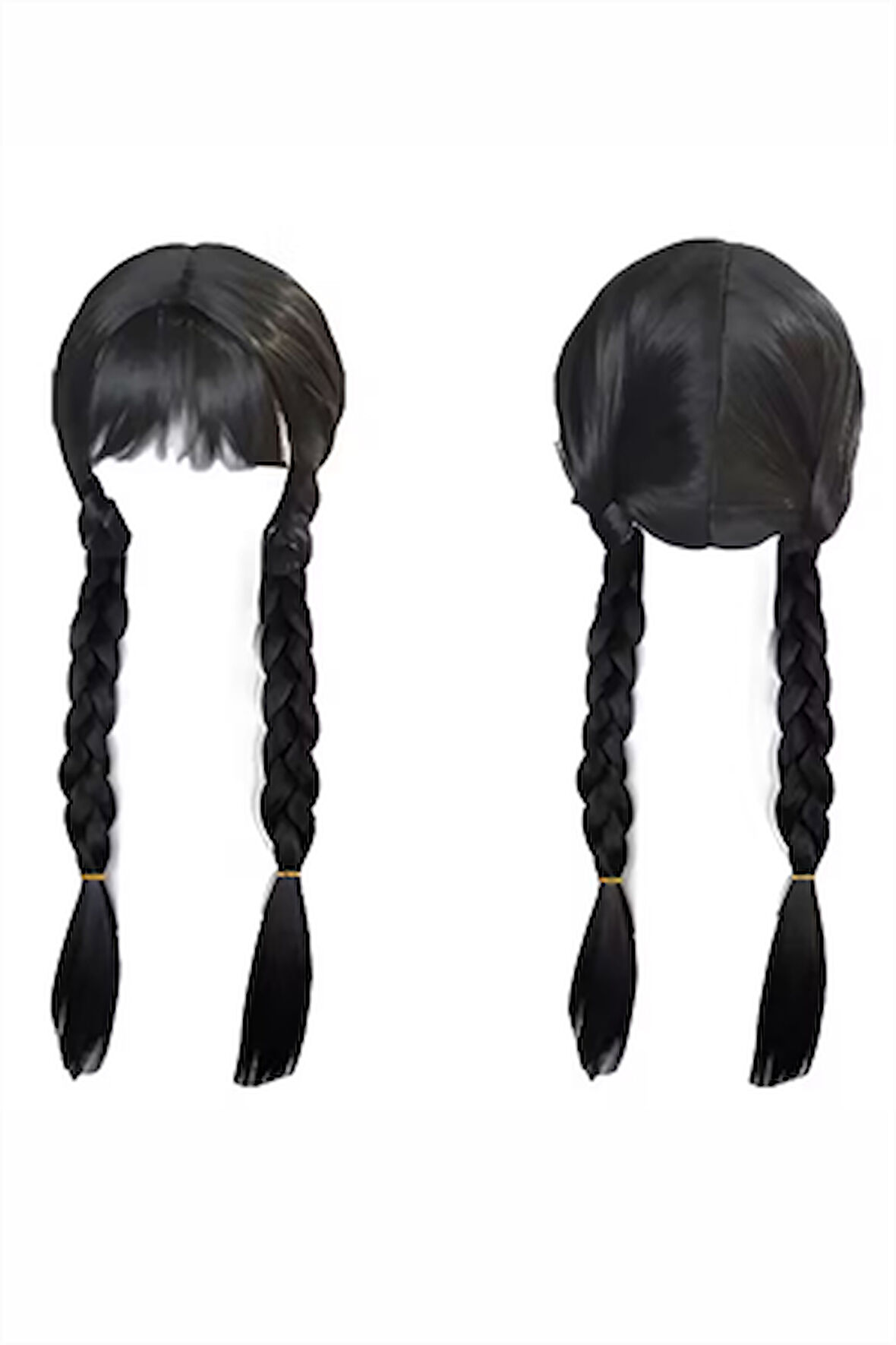 Wednesday Addams Karakter Peruk – 61 cm Uzunluk, Isıya Dayanıklı Sentetik Örgülü Saç, Doğal Siyah, Halloween & Parti Kostüm Peruğu
