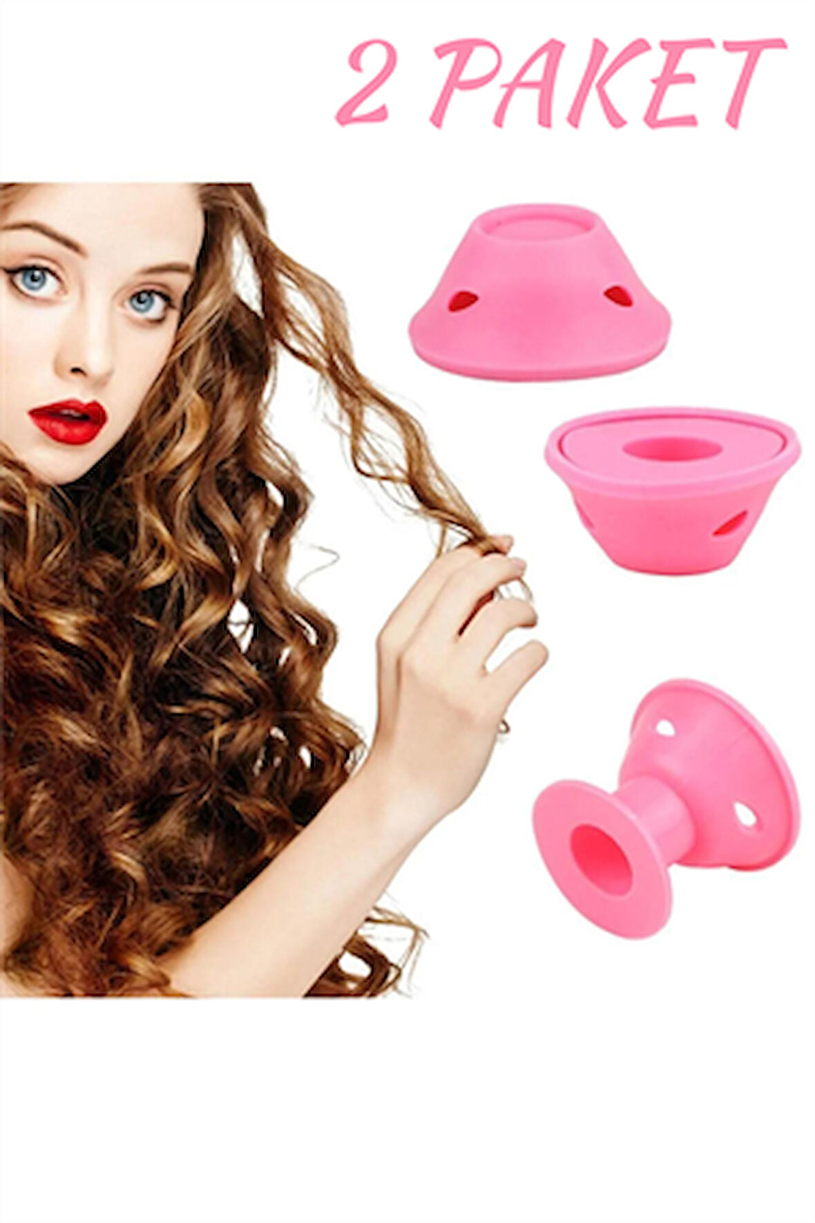 2 Adet Ocean Silikon Maşa Saç Şekillendirici Bigudi Pembe