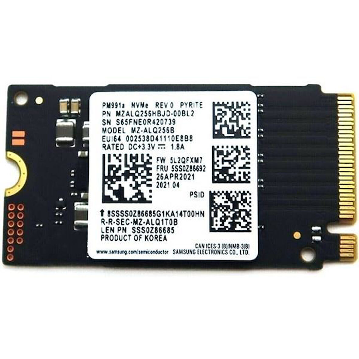 SAMSUNG 512GB MZAL4512HBLU-00BL2 3500- 2500MB/s M2 NVME GEN3 Disk (2242 FORM FACTOR)