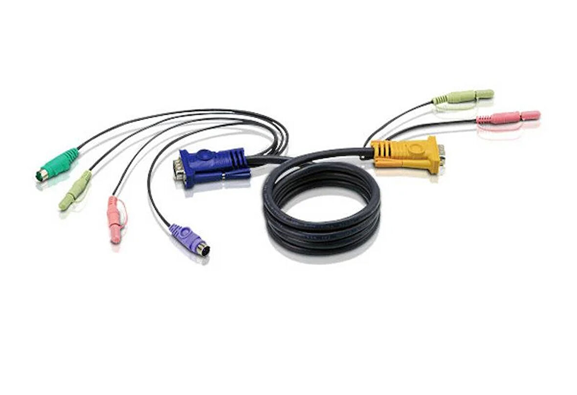 PS/2 KVM Kablosu, 3 in 1 SPHD ve Mikrofon &amp; Hoparlör , 1.20 metre