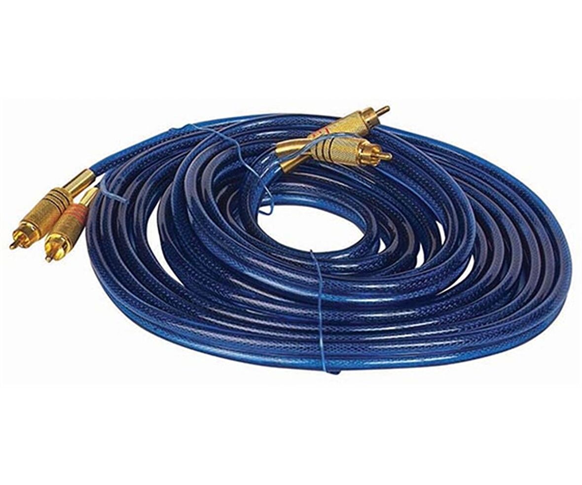 POWERMASTER 2 RCA + 2 RCA 4.5 METRE MAVİ OTO ANFİ ARA KABLO