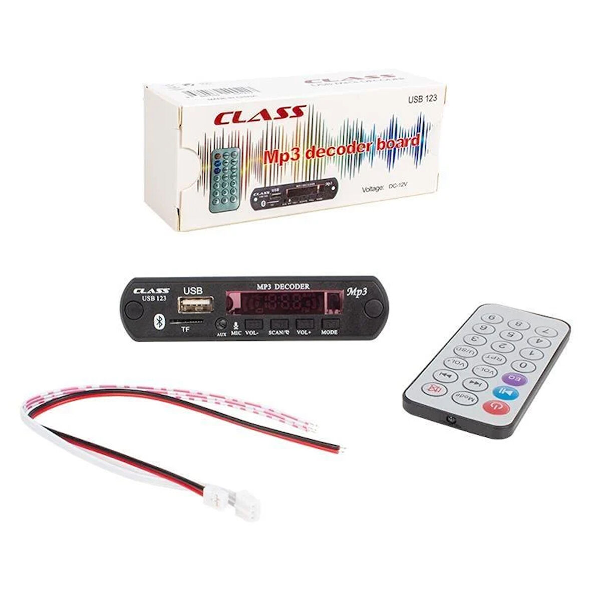 Class 12V SD-AF-VR Oto Teyp Mikrofonlu USB-SD Çevirici Digital Player Board USB-123