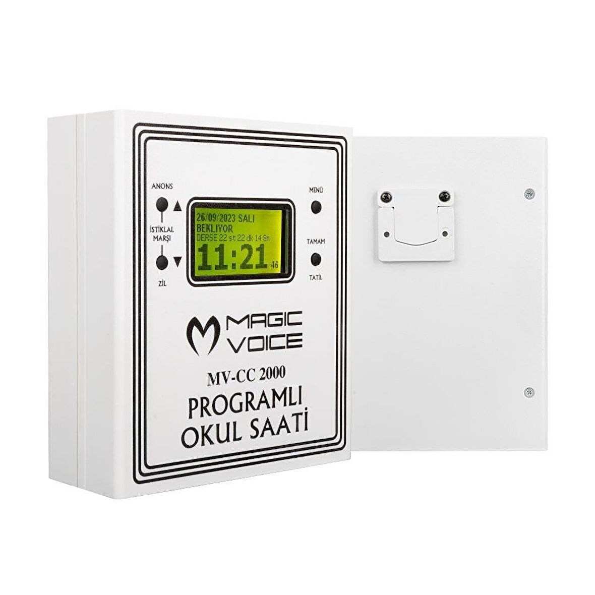 Magicvoice MV-CC2000 USB Duvar Tipi Programlı 20 Adet MP3 Formatı Zil / İstiklal Marşlı Akıllı Dijital Okul Saati (Çan Takılabilir)