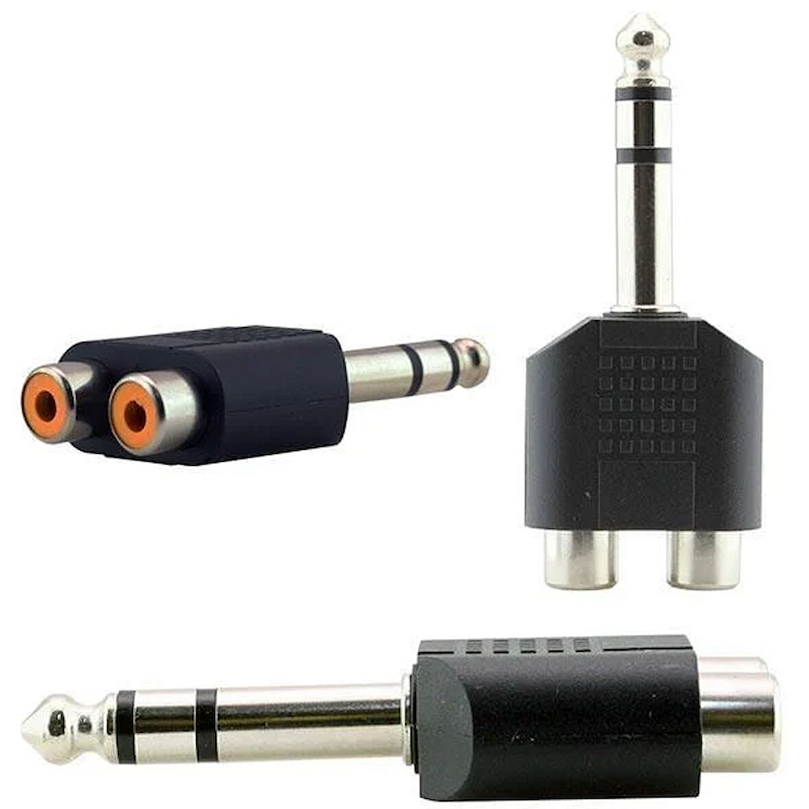 6.3 Mm Stereo Erkek - 2 Rca Dişi Çevirici Jack