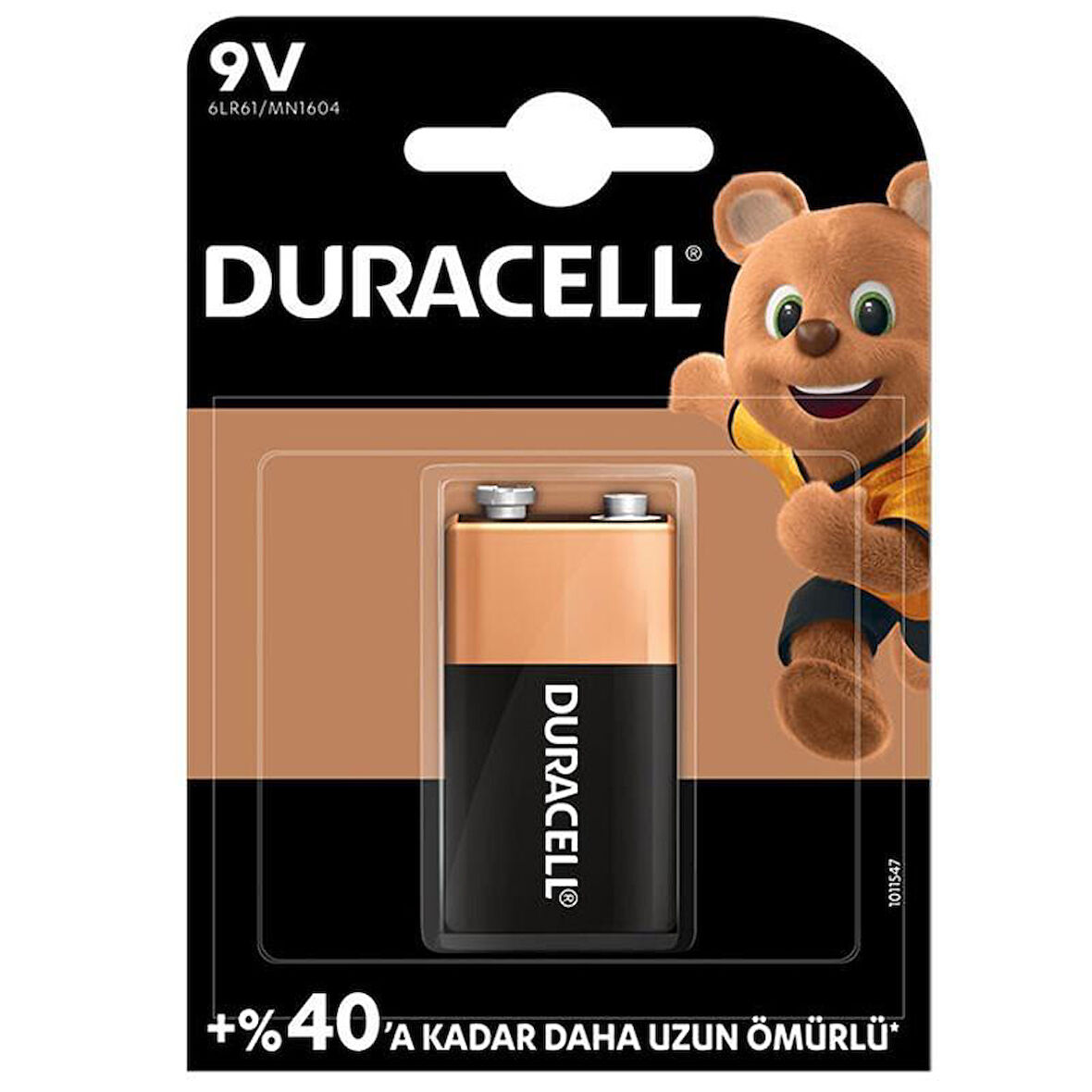 Duracell Alkalin 9 Volt Pil 6LR61/MN1604