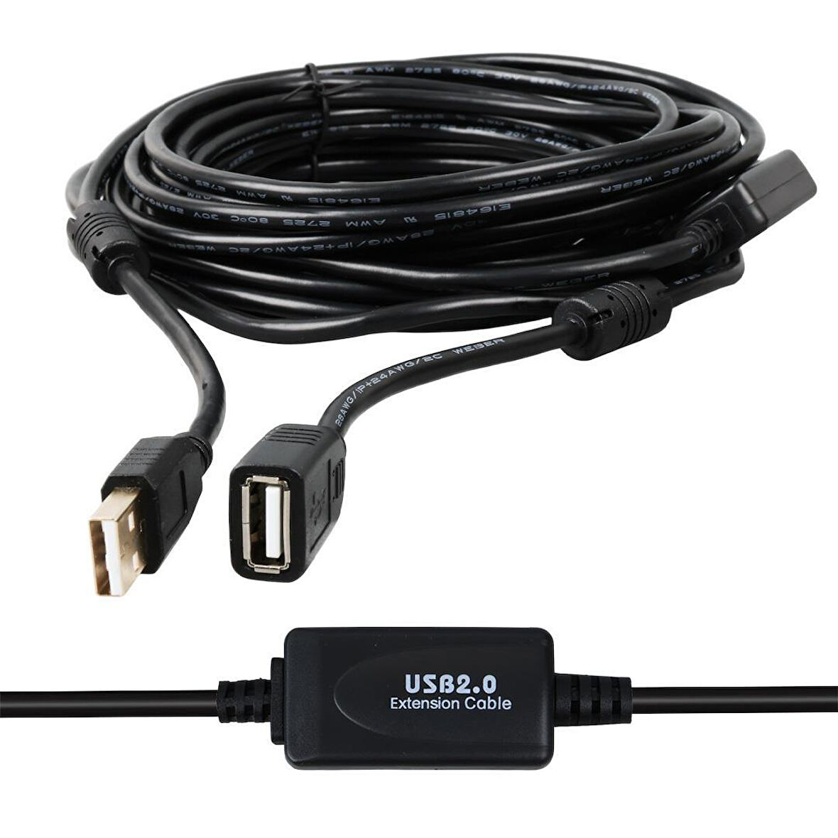 Powermaster PM-11955 Usb 2.0 Siyah Chipset 10 Metre Usb Uzatma Kablosu