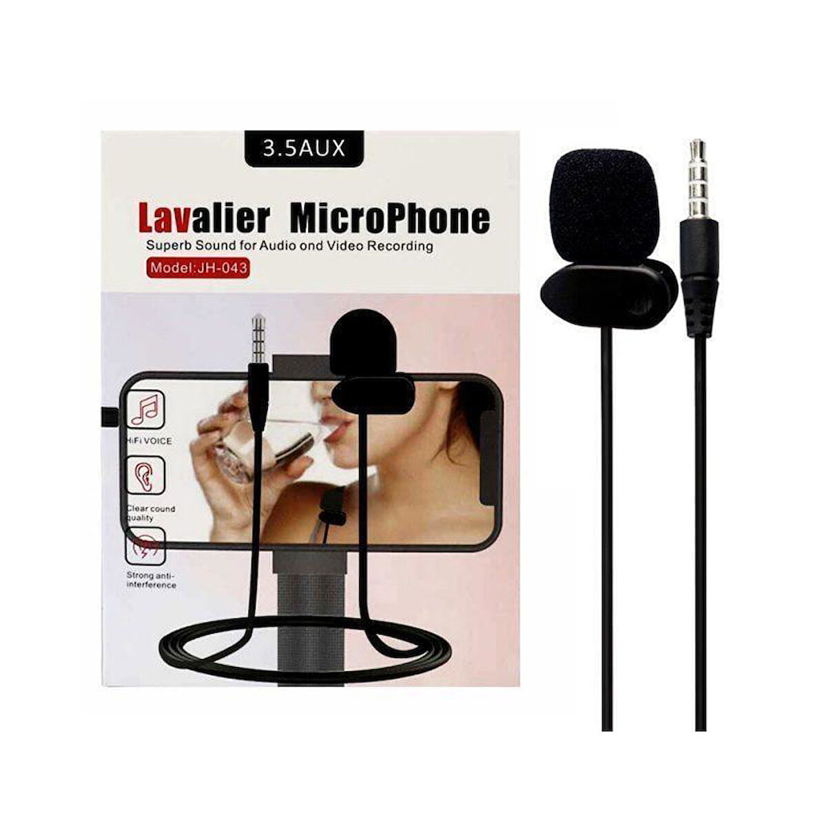 Hello HL-5344 Siyah 3.5 Mm 3 Boğumlu AUX Kablolu Yaka ve Youtuber Mikrofonu