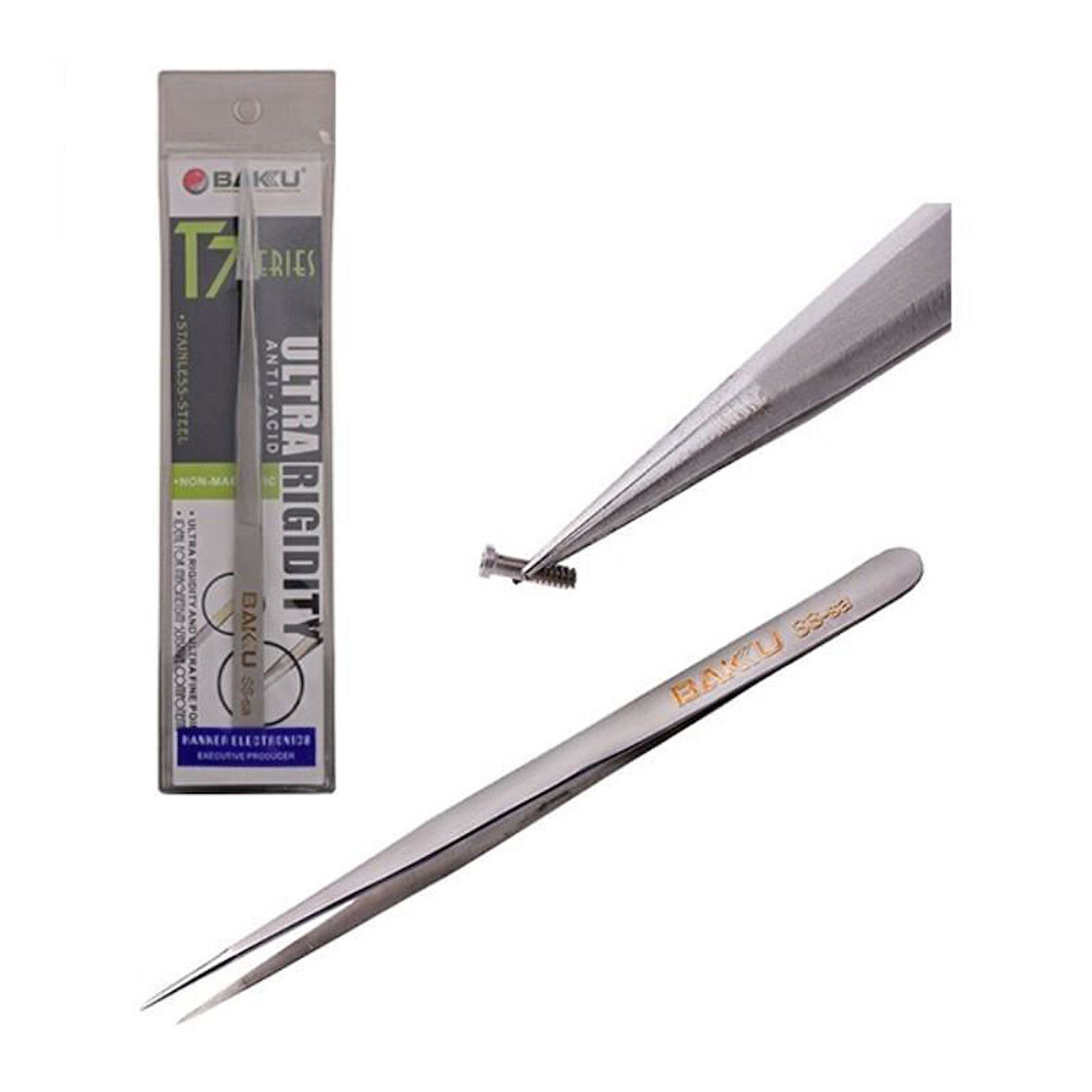 Baku BK-T7-SS-SA Düz Uç Cımbız