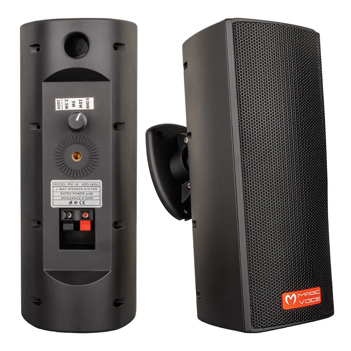 Magicvoice MV-26  2x7,5 Cm 50W 3 Yollu Siyah Sütun Hat Trafolu Hoparlör 2'li Takım