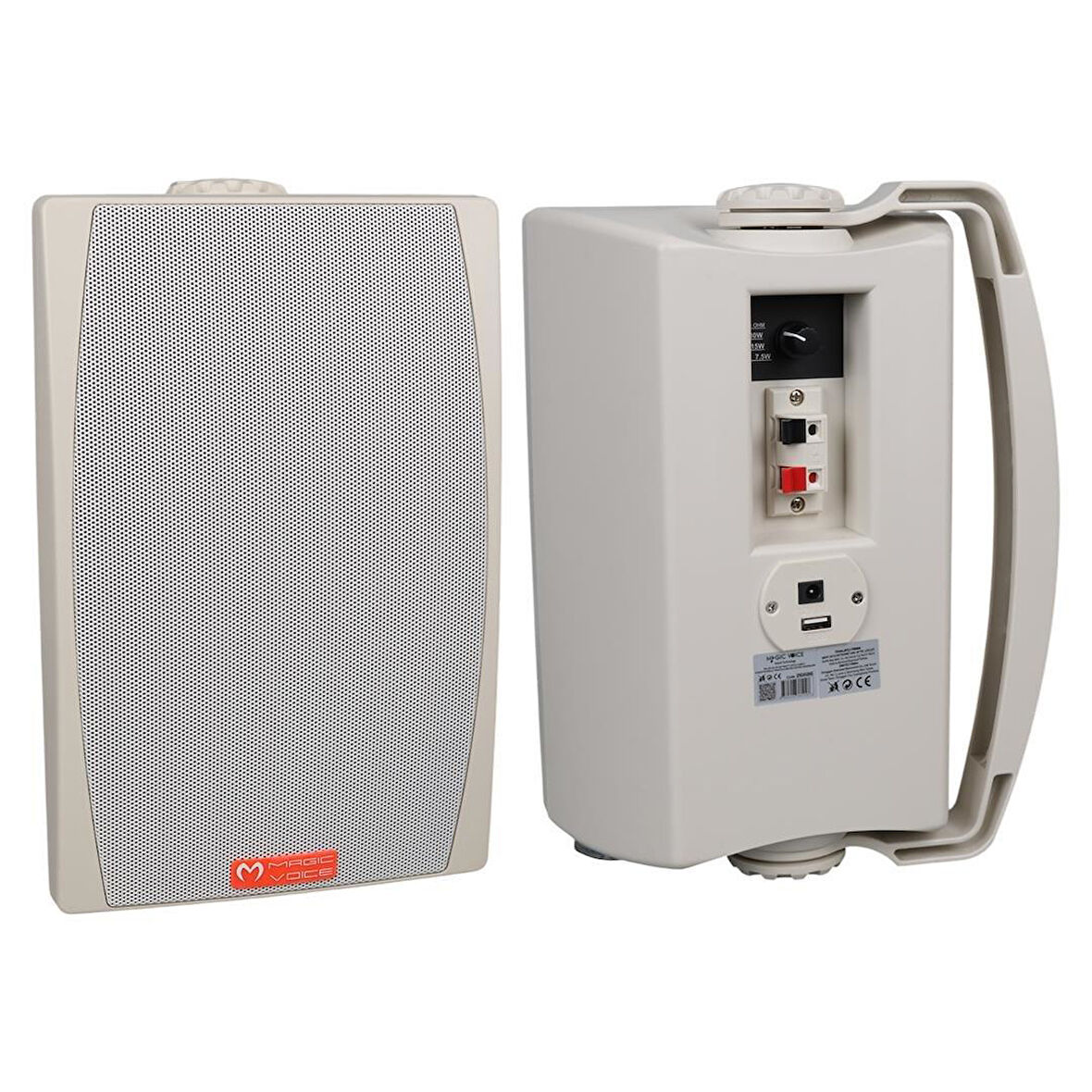 MagicVoice MV-03 16 CM 60 Watt Komütatörlü Hat Trafolu Beyaz Sütun Hoparlör (2'li Takım)
