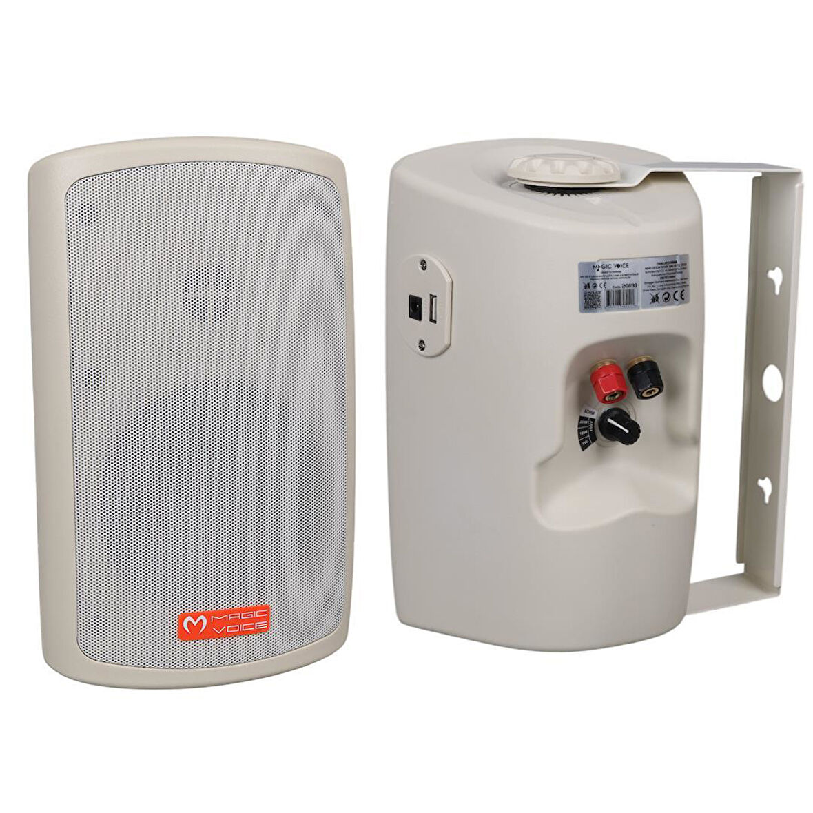 MagicVoice MV-36 11 CM 50 Watt Komütatörlü Hat Trafolu Krem Beyaz Sütun Hoparlör (2'li Takım)