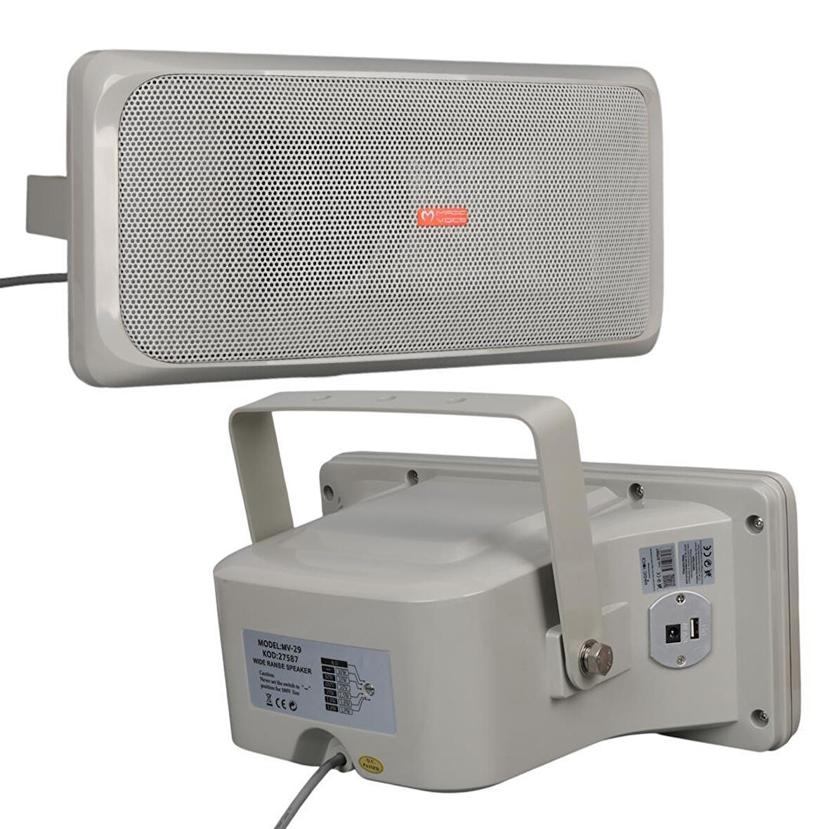 MagicVoice MV-29 13 CM 30 Watt Komütatörlü Hat Trafolu Gri Horn Sütun Hoparlör (Tekli Paket)