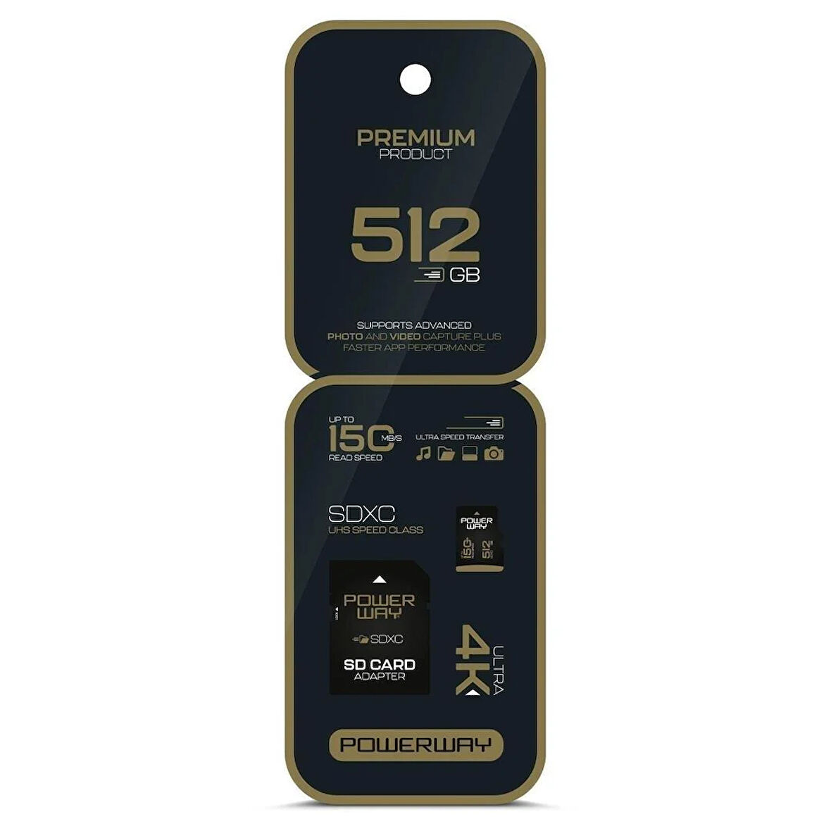 Powerway Premium 512 GB 150MB/S Ultra Hızlı 4K Destekli SDXC Hafıza Kartı
