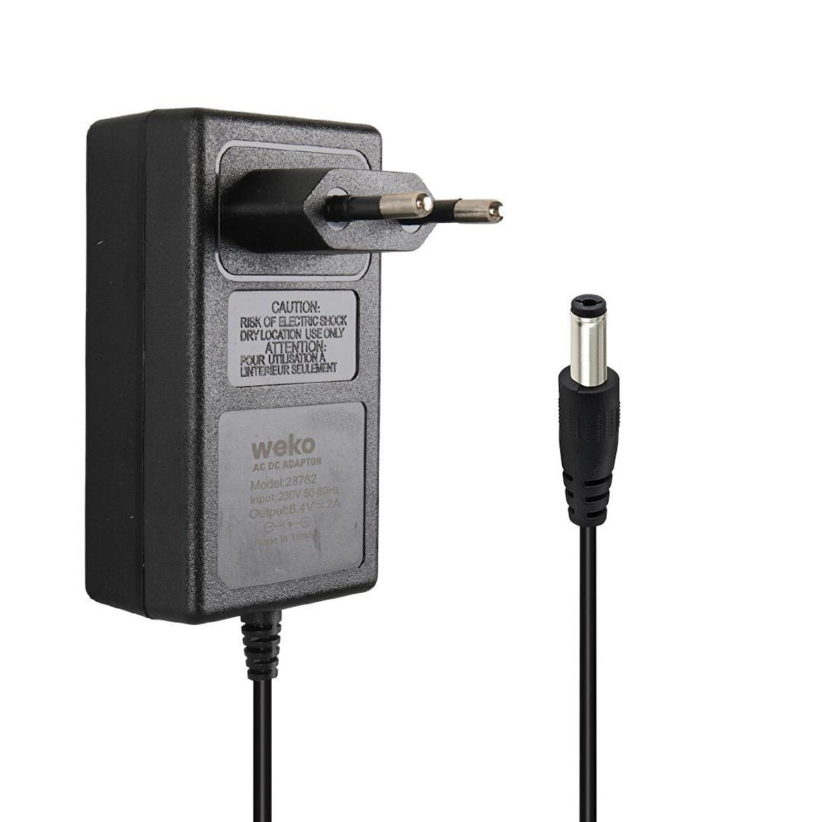 Weko 8.4 Volt - 2 Amper 5.5x2.5mm Uçlu Priz Tip Kırmızı Yeşil Ledli Yerli Üretim Akü Şarj Adaptörü