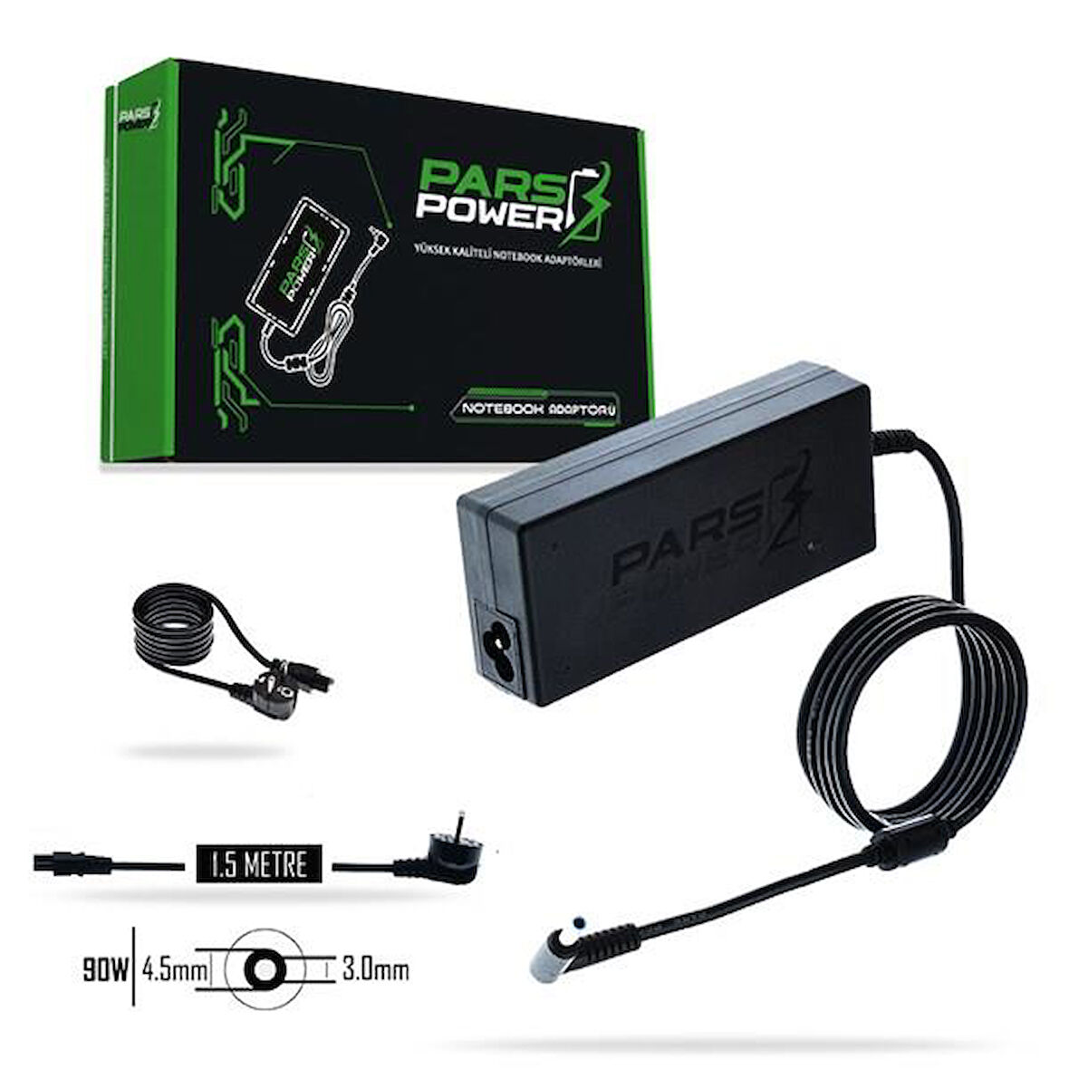 PARS POWER PRS-025 90W 19.5V 4.62A- 4.5*3.0MM Siyah ADAPTÖR