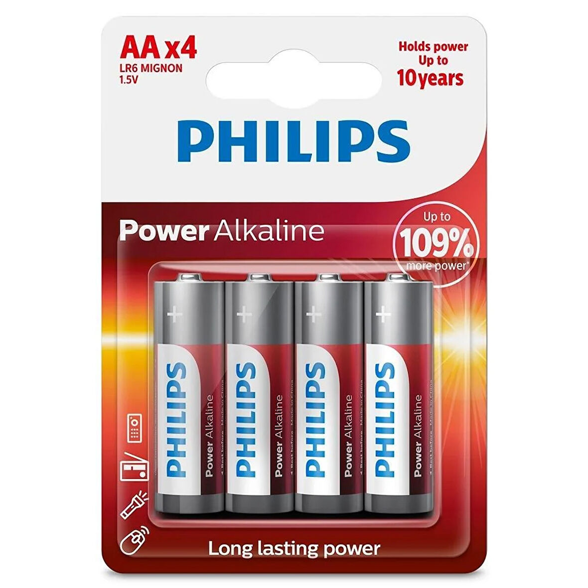 Philips Power Alkaline AA LR6 1.5V Kalem Pil 4'lü Paket (LR6P4B/10)