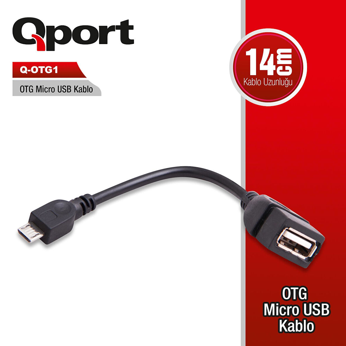 Qport Q-OTG1 15cm OTG=Micro USB çevirici