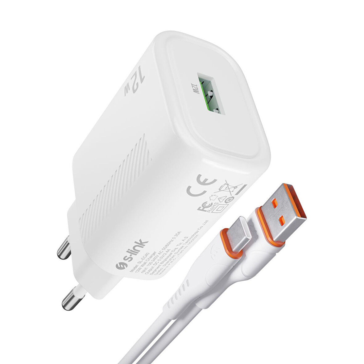 S-link SL-EC40T Type-C Kablolu 5V 2400MA Beyaz