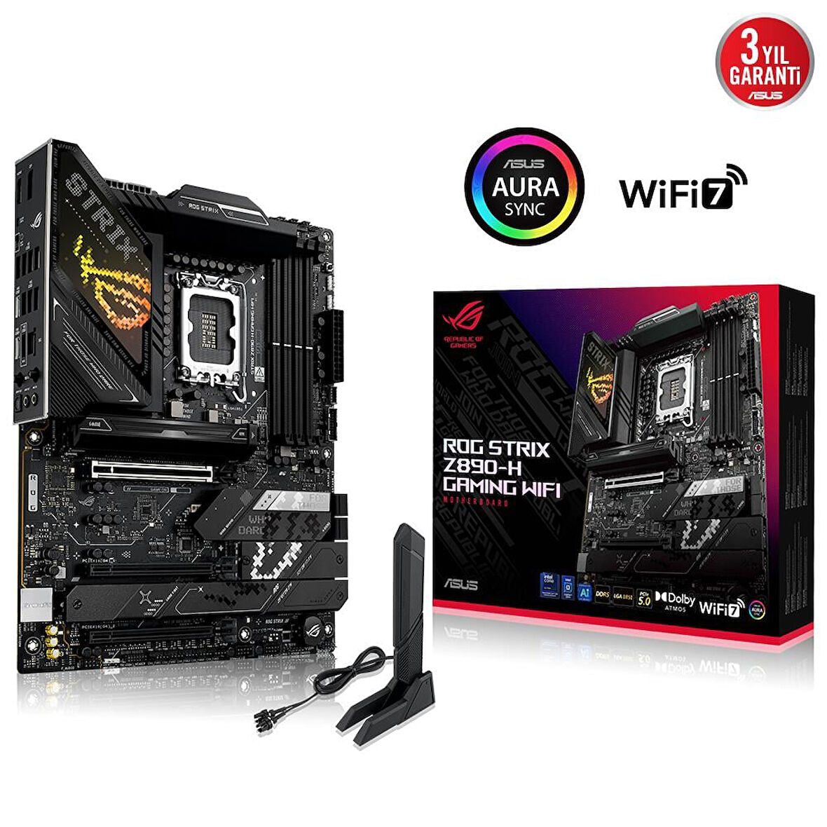 ASUS ROG STRIX Z890-H GAMING WIFI 4x DDR5 DP/HDMI 4x M.2 1x 2.5GLAN/WIFI7/BT USB4 1851P ANAKART