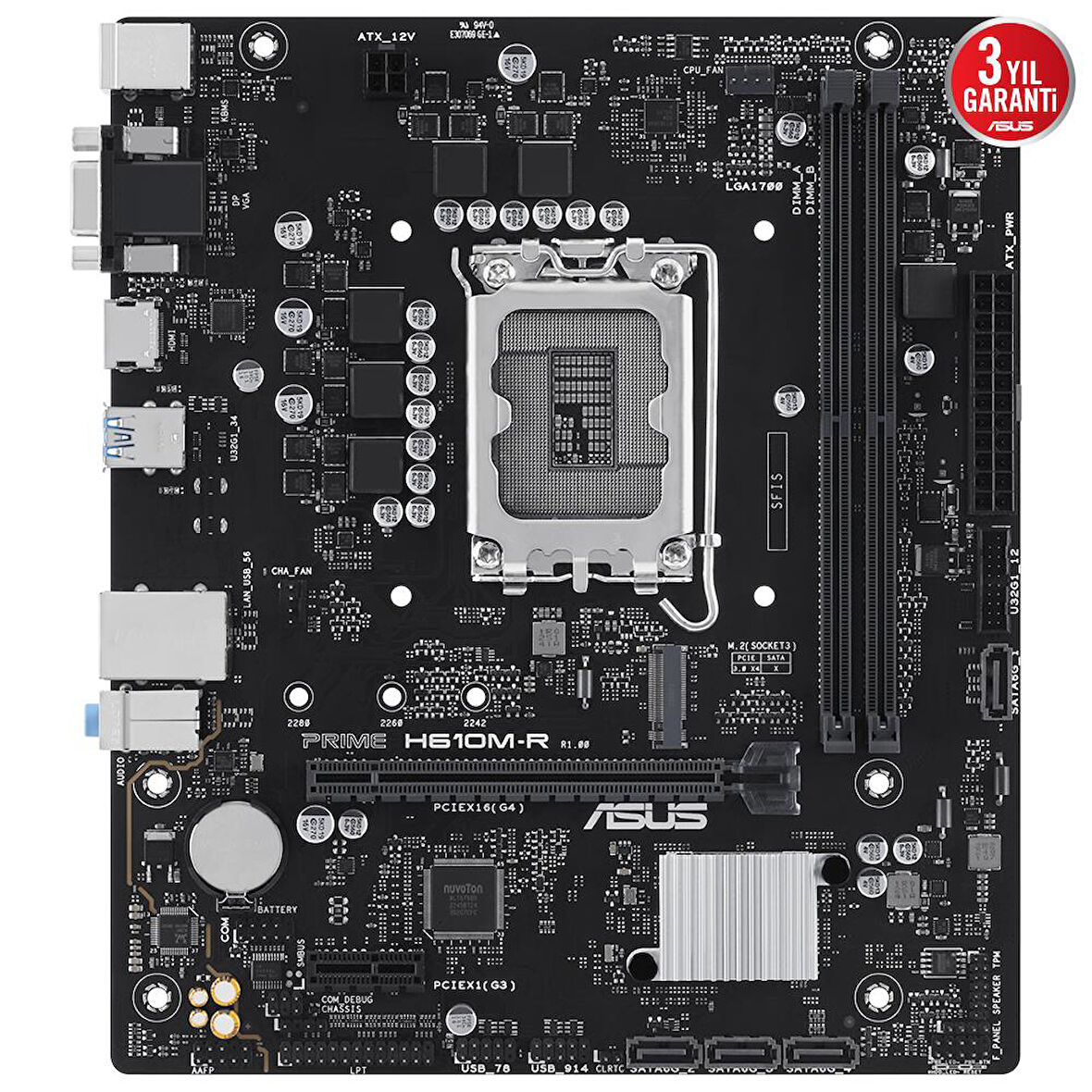 ASUS PRIME H610M-R-SI 2xDDR5 VGA/HDMI/DP 1xM.2 1xGLAN 1700P ANAKART
