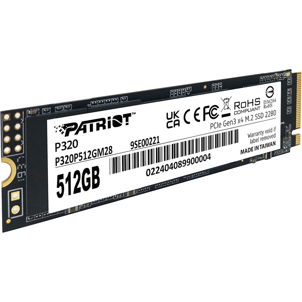 PATRIOT P320 512GB 3000/2200MB/s M2 PCIE GEN3 NVME SSD 4711378427615