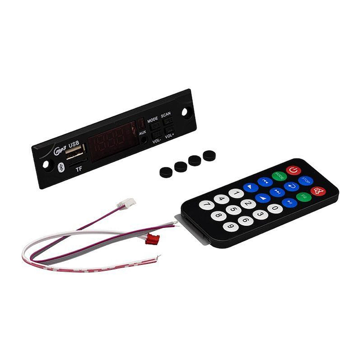 PowerMaster M517 Oto Teyp Dijital Player Board USB/AUX/SD/FM/Bluetooth Kumandalı Mikrofonsuz Çevirici (12V-500MA)