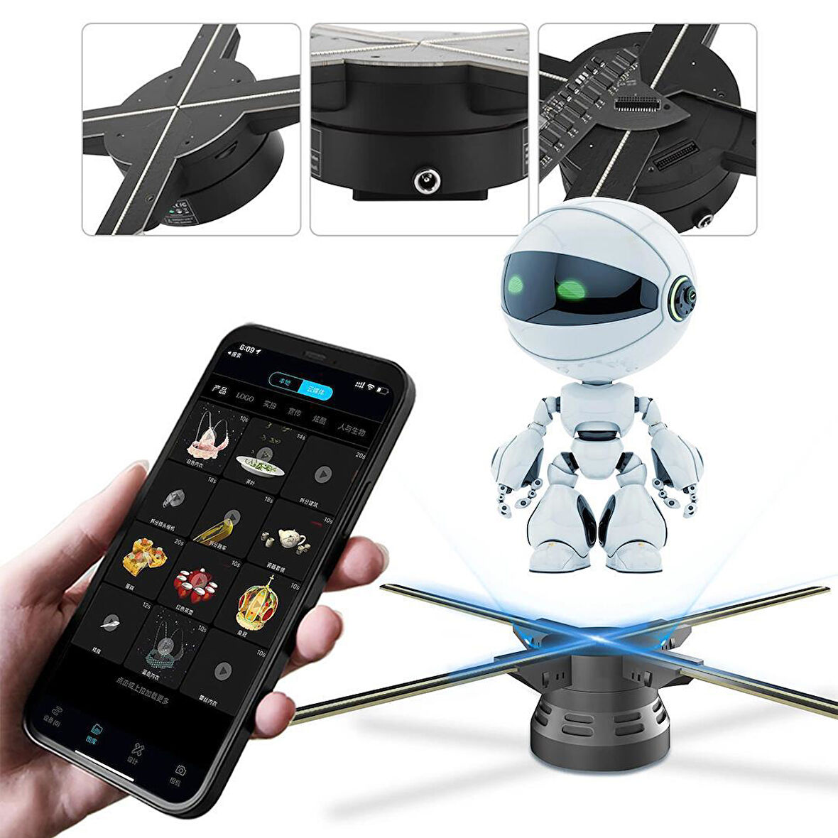 Hello Z7H 3D Hologram Fan - Holografik Video Görüntü Projektörü 52 Cm (Uzaktan Kumanda - Wifi - Telefon APP)