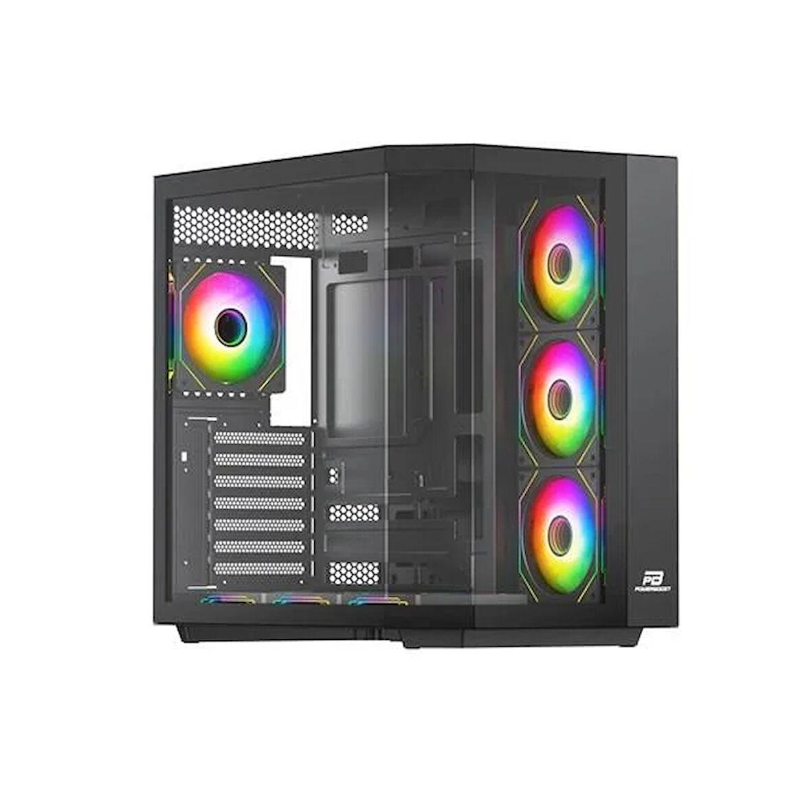 POWERBOOST 750W 80+ BRONZE Seaview PBA4375B Gaming Mid-Tower PC Kasası Siyah