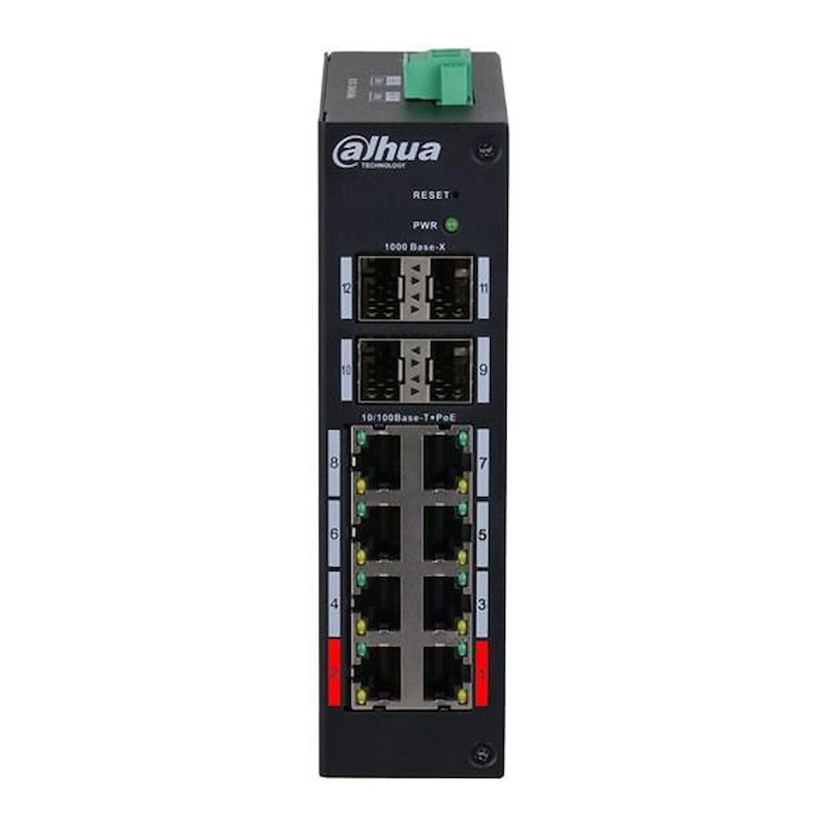 DAHUA 8port PoE 120w HS4412-8ET-120 10/100 4X SFP Yönetilebilir Endüstriyel Switch