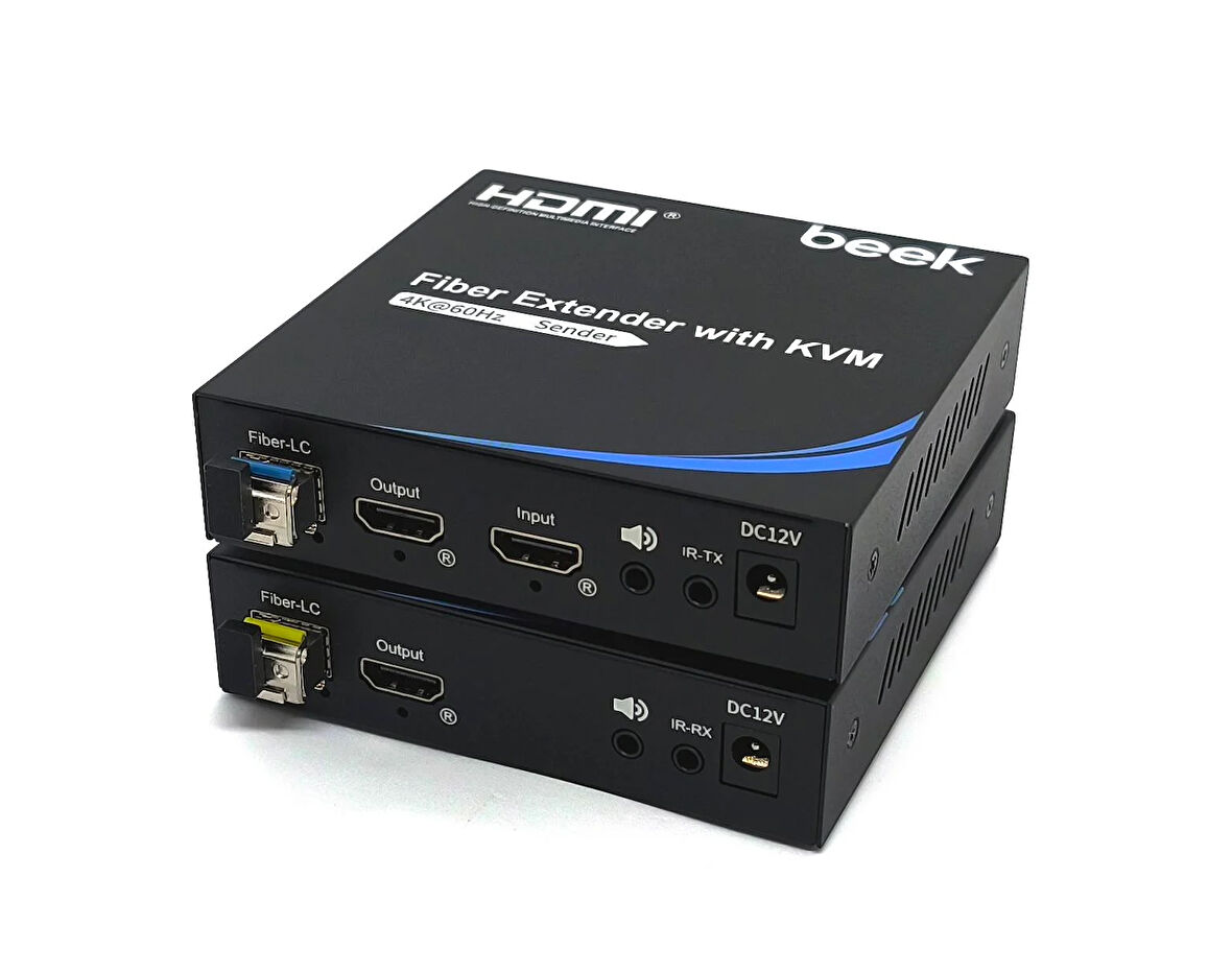 4K @60Hz HDMI KVM Fiber Sinyal Uzatma Cihazı, Single Mode, 20km