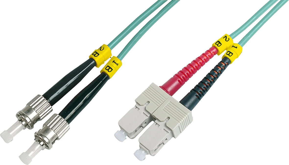 Beek ST-SC Fiber Optic Patch Cable, Multimode OM 3 50/125 Duplex, 3.0mm, LSZH, 15 meter