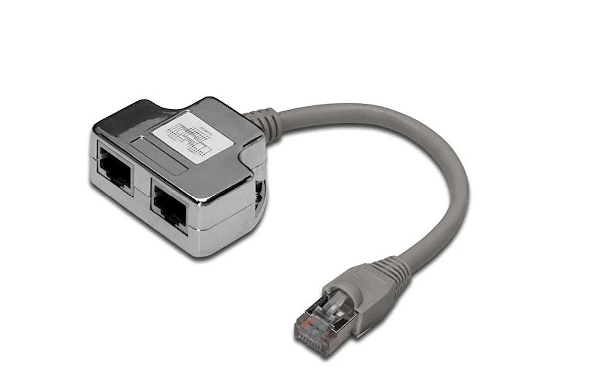 Digitus CAT. 5E Patch Kablo Adaptörü, Zırhlı/Shielded, 2 x RJ45 Dişi  1 x RJ45 Erkek, Kablo mesafesi 0.19 metre