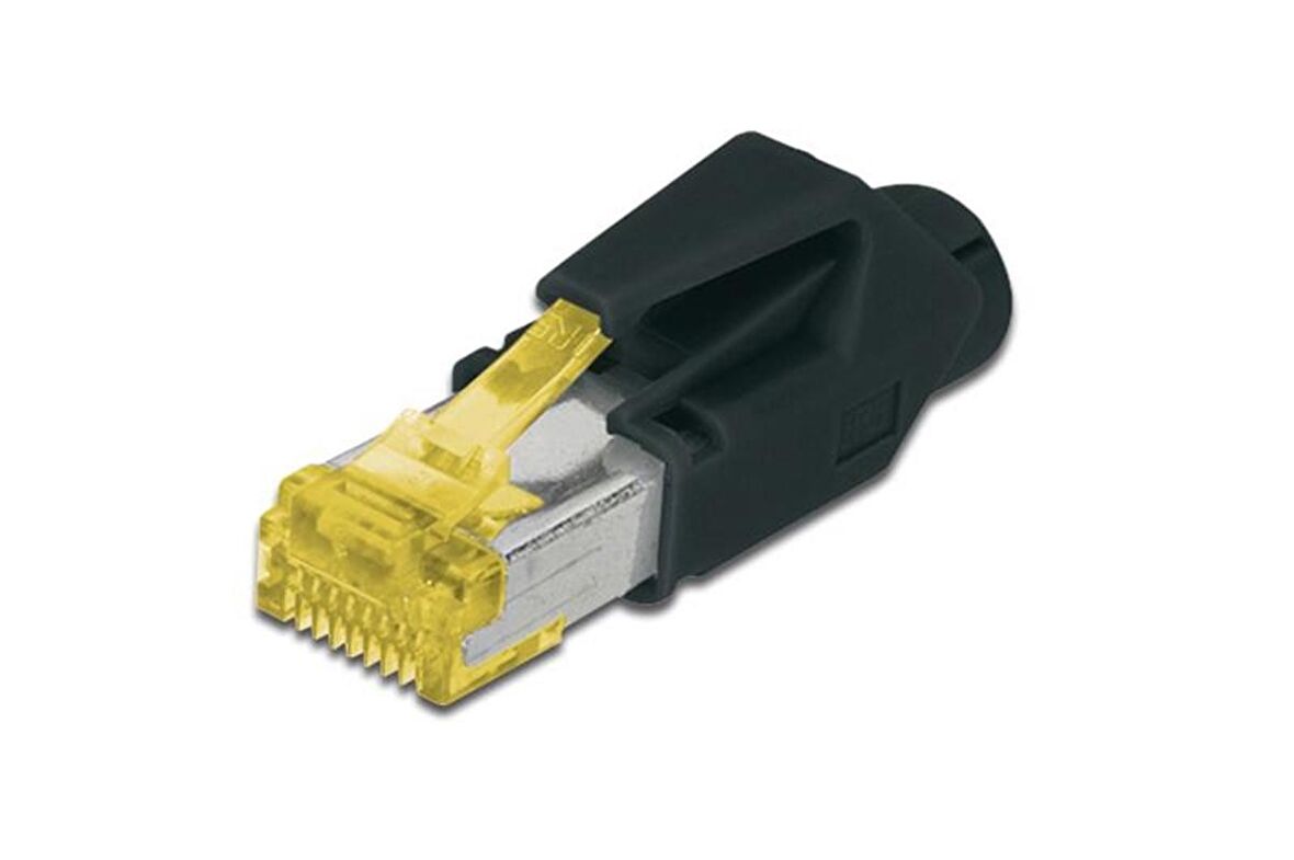 Modüler Fiş, Cat. 6A, RJ45, HIROSE TM 31, 8P8C, zırhlı, yuvarlak kablo takmak için koruma kılıflı, AWG24 /27 ler için uygun tipte konnektör