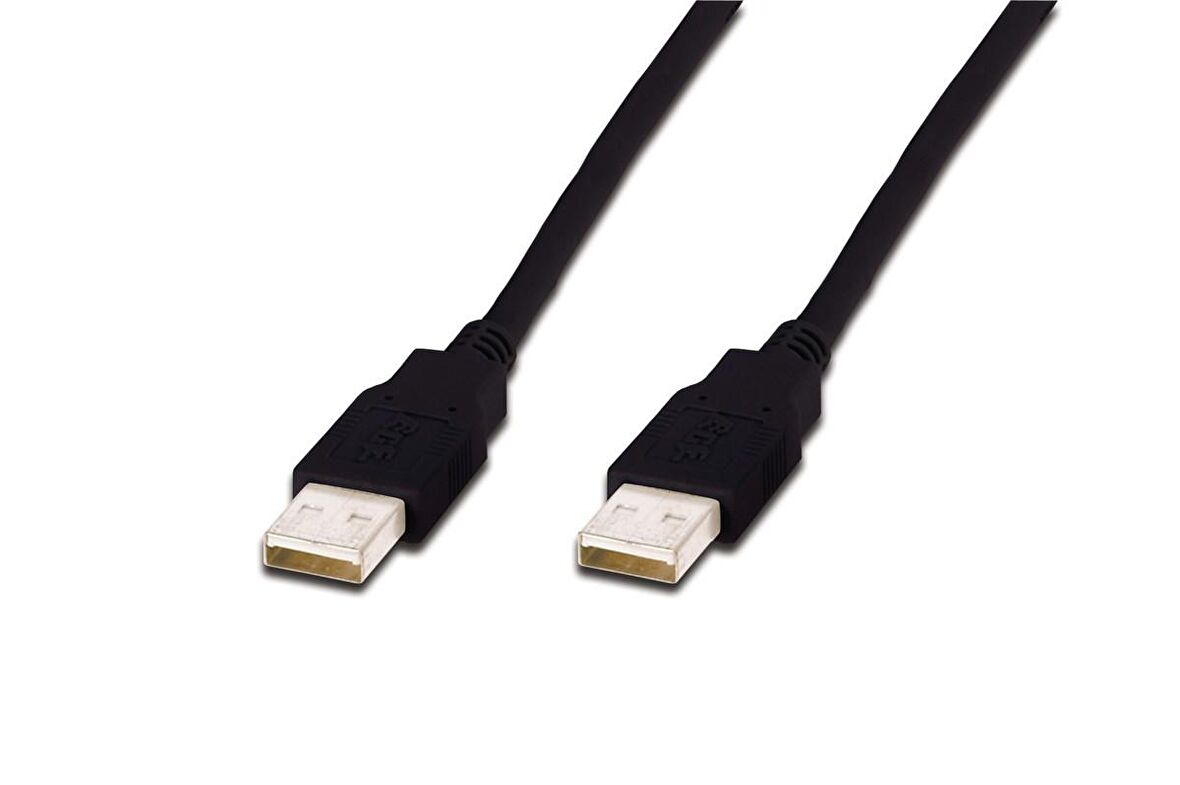 USB 2.0 Bağlantı Kablosu, USB A Erkek - USB A Erkek, 3 metre, AWG 30, USB 2.0 uyumlu, UL, siyah renk 