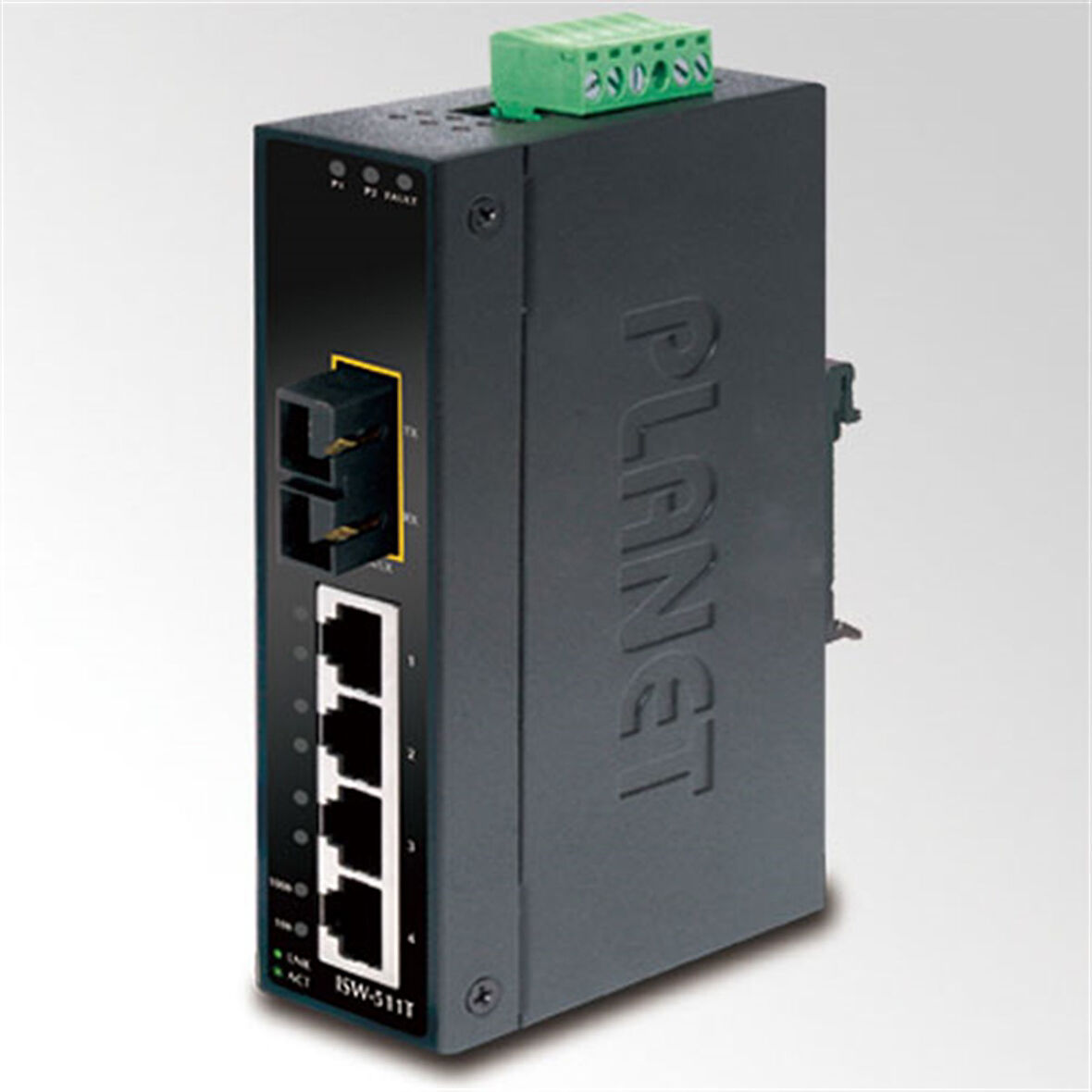 Endüstriyel Tip Yönetilemeyen Ethernet Switch (Industrial Unmanaged Ethernet Switch)
4-Port 10/100Base-TX
1-Port 100Base-FX Single-mode SC 15 km
IP30, -40~75 Derece C