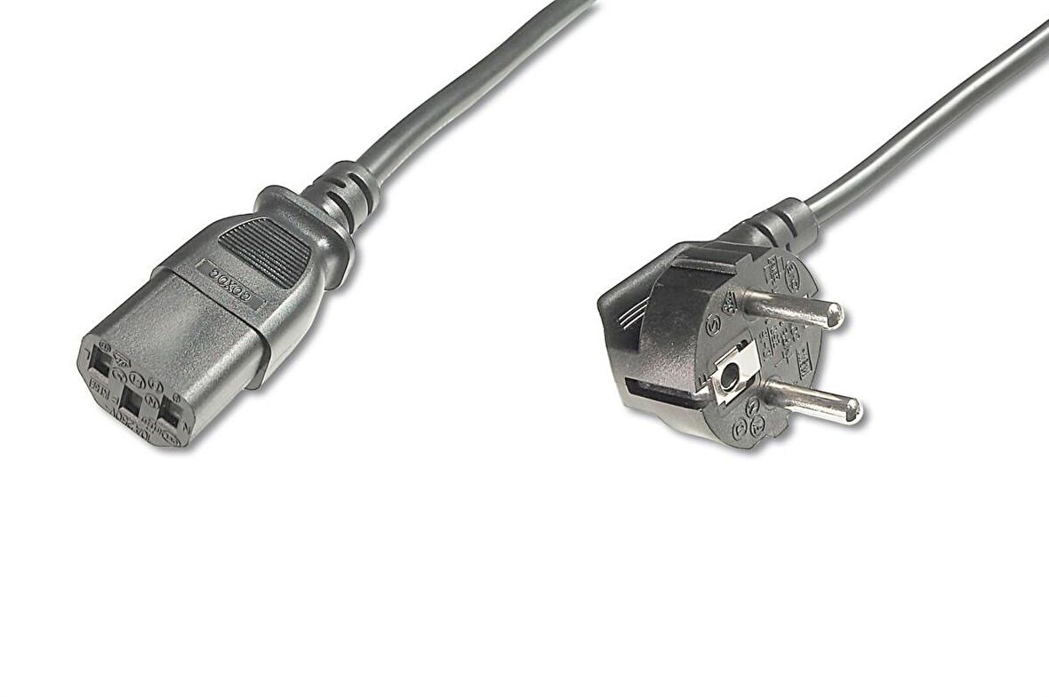 Güç Kablosu, C13 dişi - CEE 7/7 (Tip-F) erkek 90 derece, 5m, H05VV-F3G 0.75qmm, siyah renk
Power Cord, CEE 7/7 (Typ-F) 90ø angled - C13 M/F, 5.0m, H05VV-F3G 0.75qmm, black