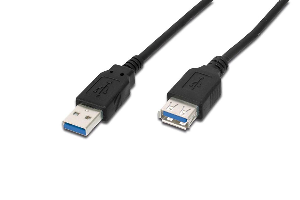 USB 3.0 Uzatma Kablosu, USB A erkek - USB A dişi, 3 metre, AWG 28, 2x zırhlı, UL, siyah